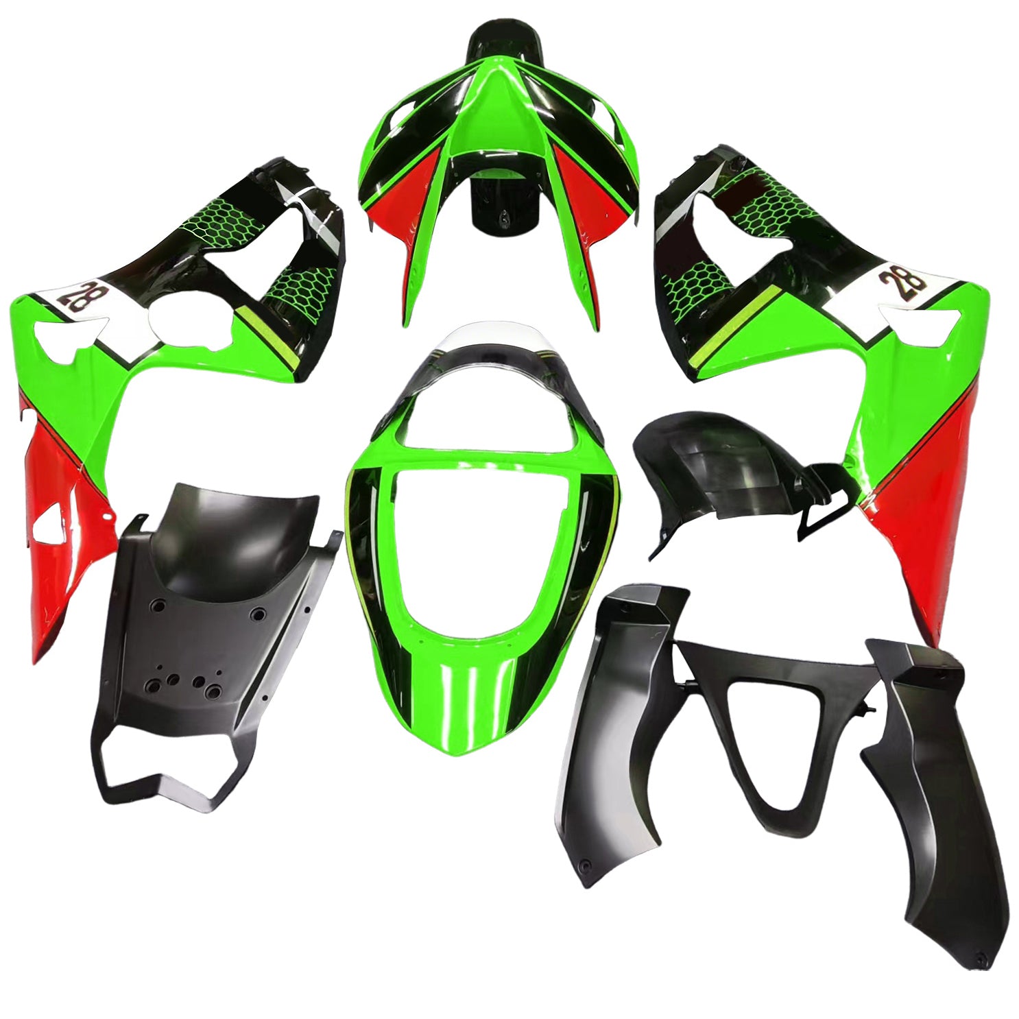2003-2004 Kawasaki ZX6R 636 Kit de carenado de inyección Carrocería Plástico ABS#120