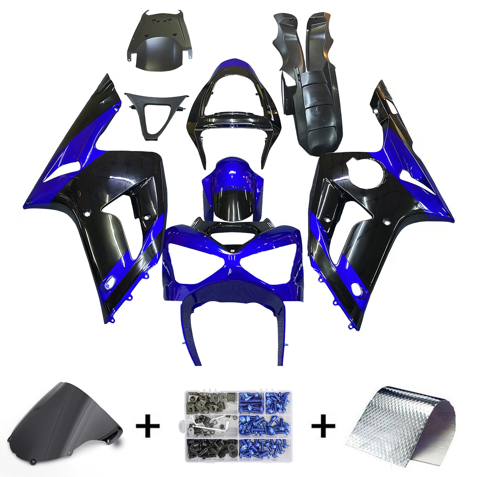 2003-2004 Kawasaki ZX6R 636 Kit de carénage d'injection carrosserie plastique ABS # 122