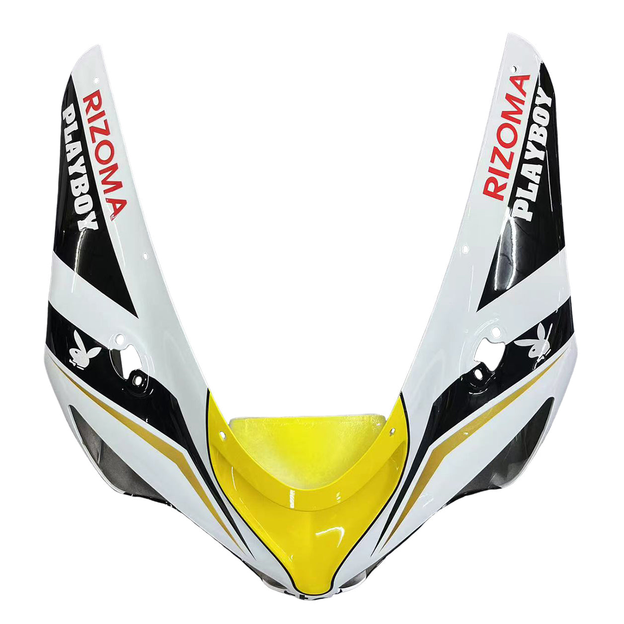 2005-2006 Kawasaki ZX6R 636 Fairings Black White Yellow Playboy Racing Generic