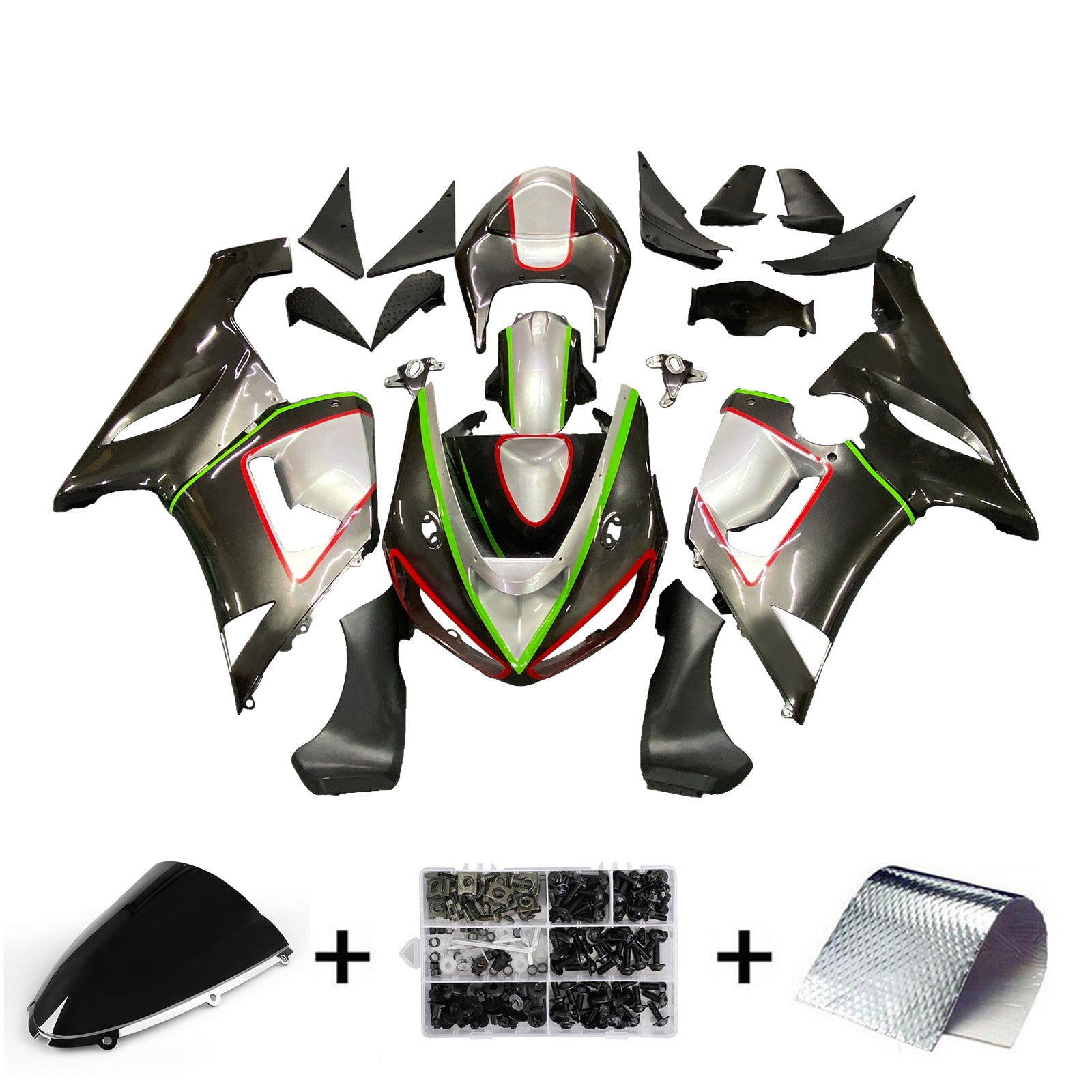 2005-2006 Kawasaki ZX6R 636 Amotopart Kit de carenado de inyección Carrocería Plástico ABS # 103