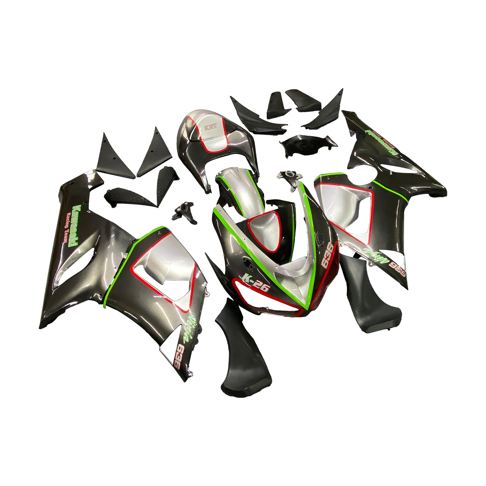 2005-2006 Kawasaki ZX6R 636 Amotopart Kit de carénage d'injection carrosserie plastique ABS #103