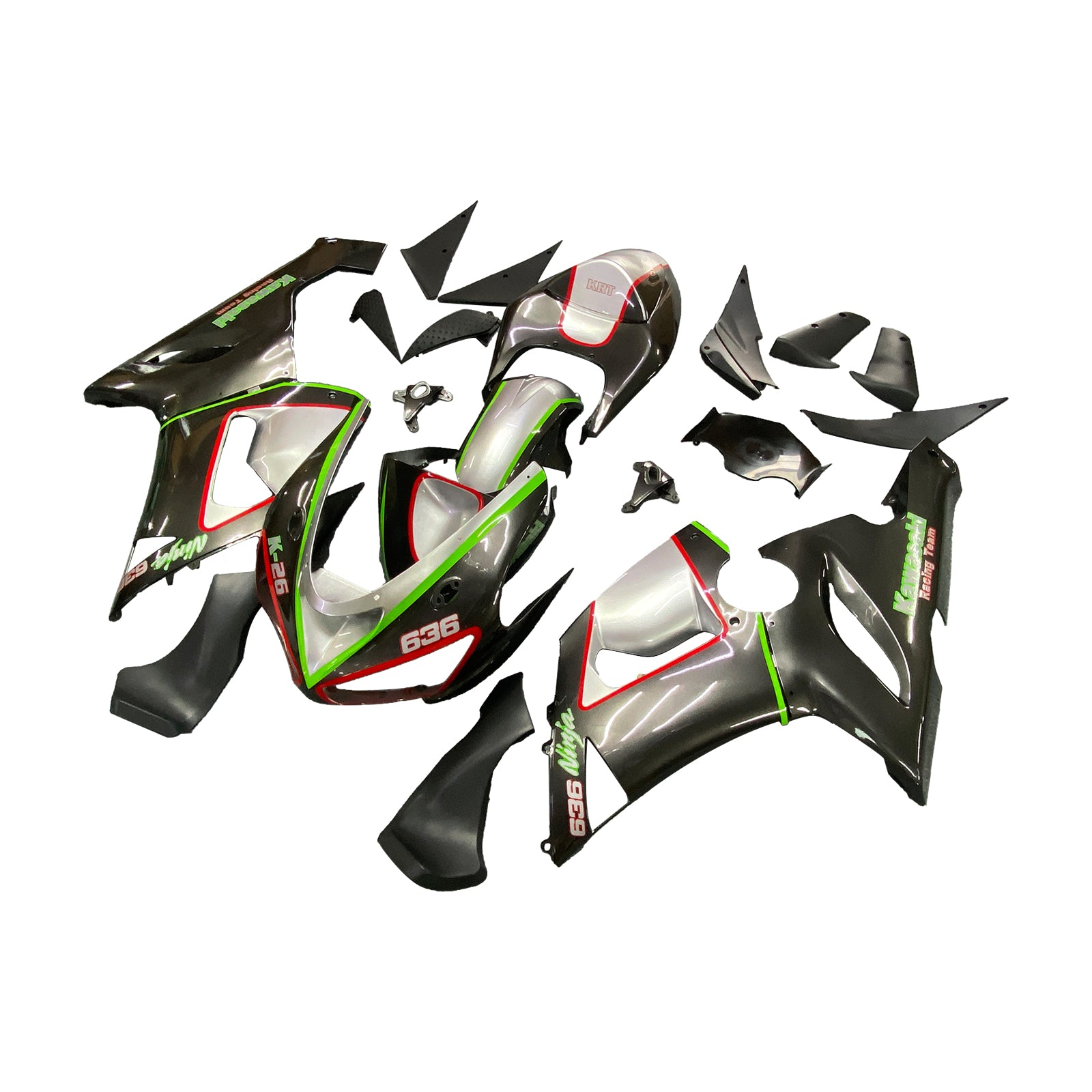 2005-2006 Kawasaki ZX6R 636 Amotopart Kit de carénage d'injection carrosserie plastique ABS #103