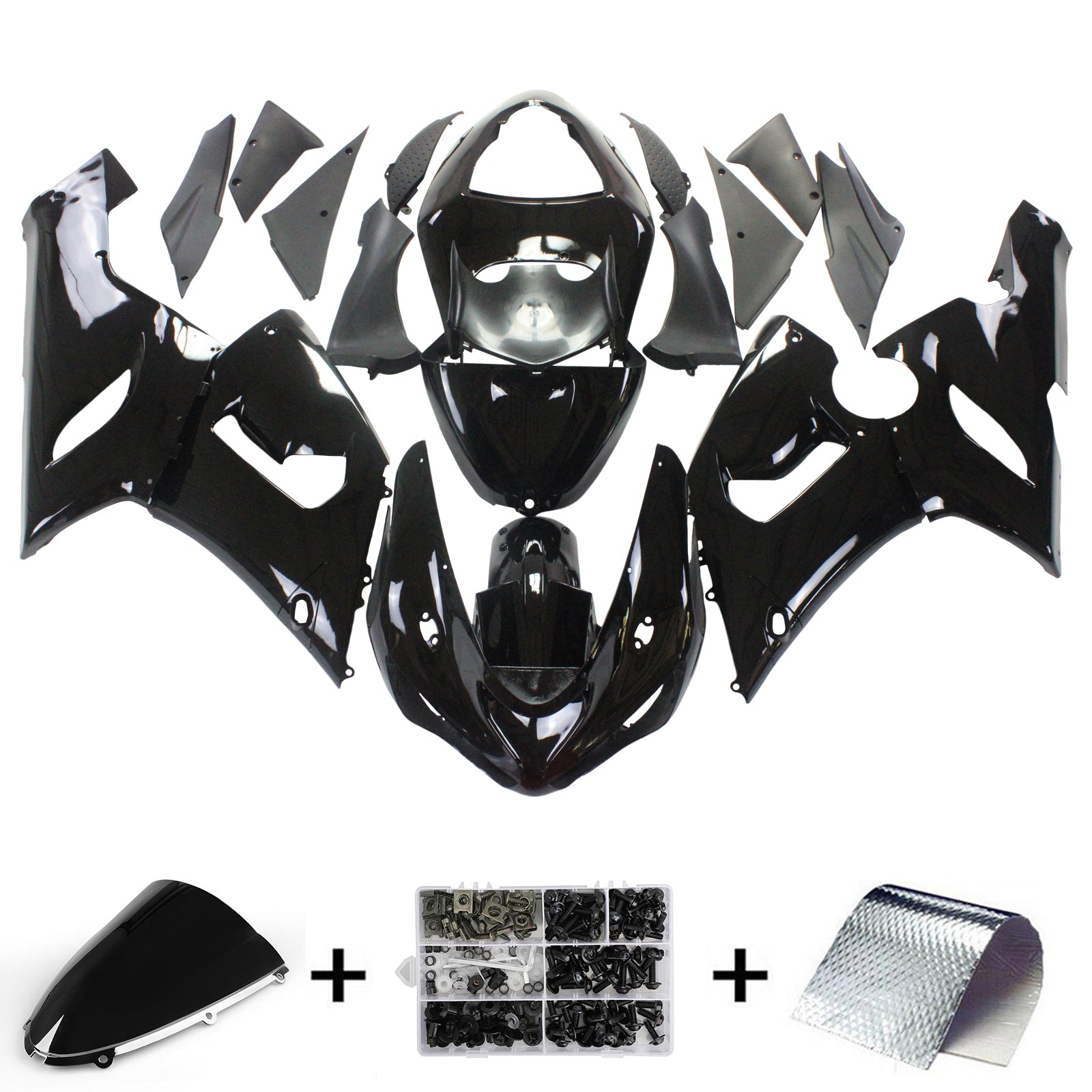 2005-2006 Kawasaki ZX6R 636 Amotopart Kit de carénage d'injection carrosserie plastique ABS #108