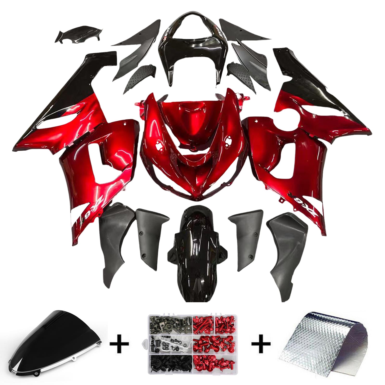 2005-2006 Kawasaki ZX6R 636 Amotopart Injection Fairing Kit Bodywork Plastic ABS #113