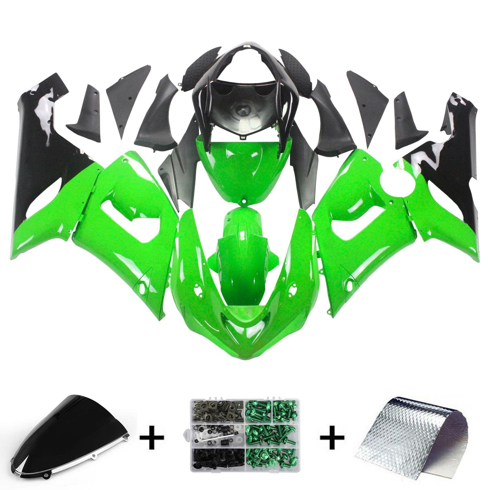 2005-2006 KAWASAKI ZX6R 636 Kit de carénage injection amotopart Bodywork Plastic Abs # 121