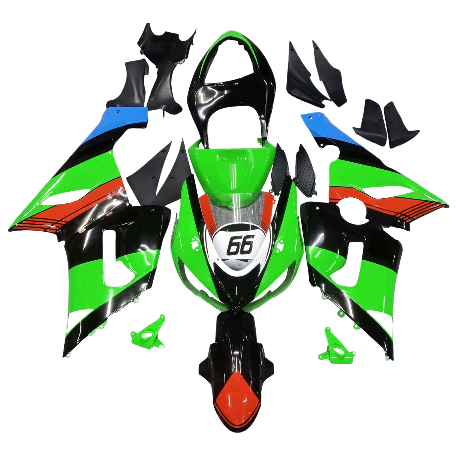 2005-2006 Kawasaki ZX6R 636 Amotopart injectiekuipset carrosserie kunststof ABS #129