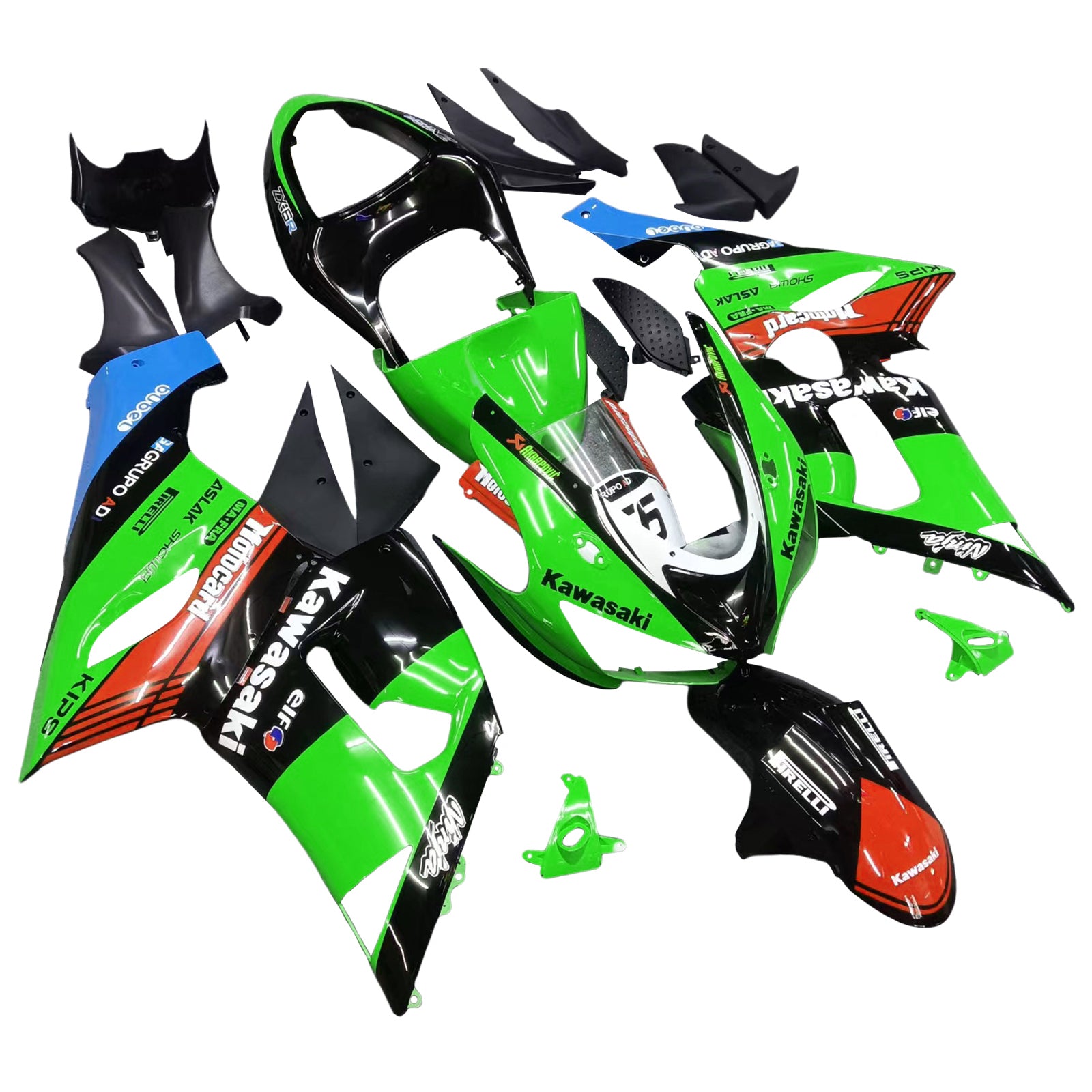 2005-2006 KAWASAKI ZX6R 636 AMOTOPART INJECTION FAIRING KIT BORDOWWROW PLAST ABS # 129