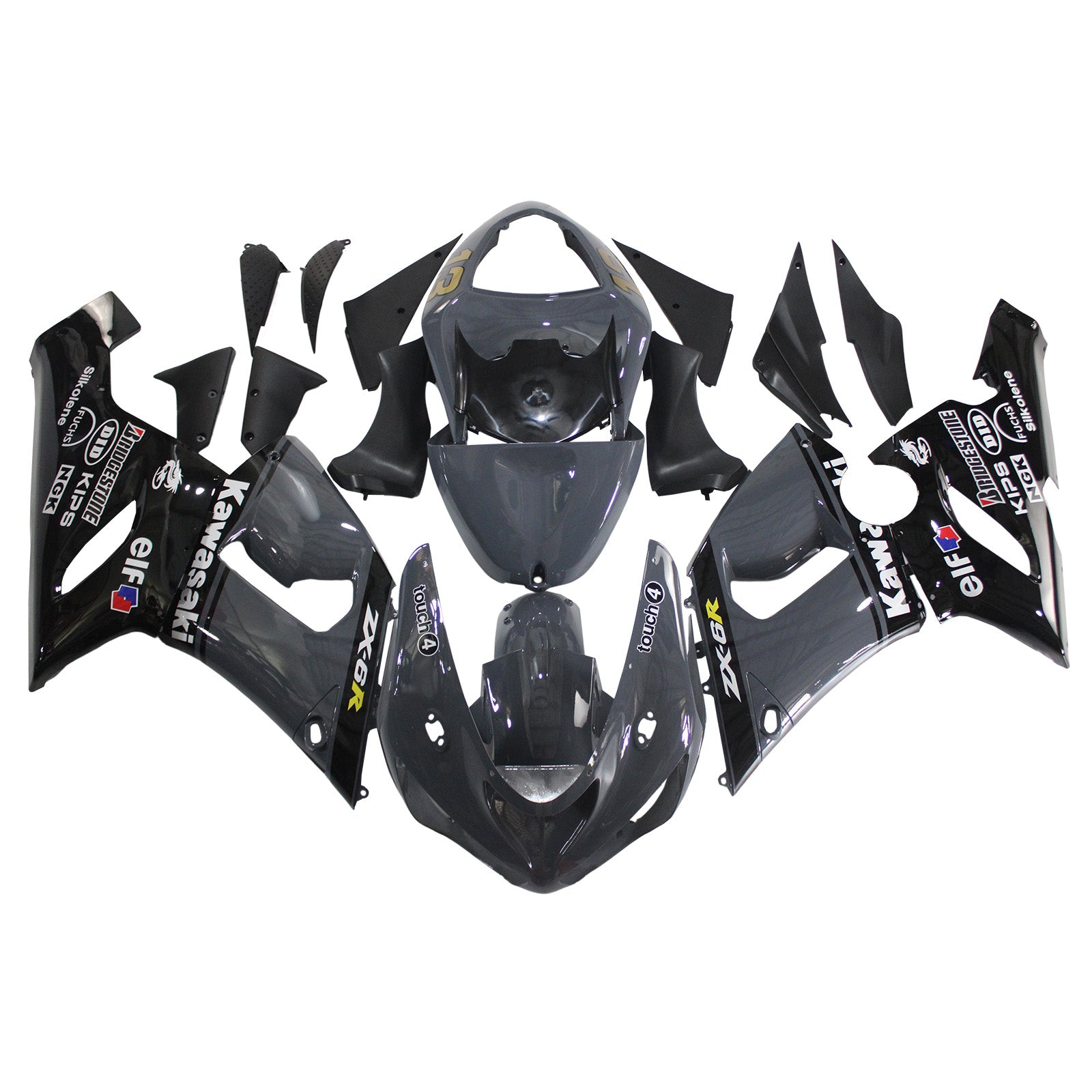 2005-2006 Kawasaki ZX6R 636 Amotopart Injection Fairing Kit Bodywork Plastic ABS #133