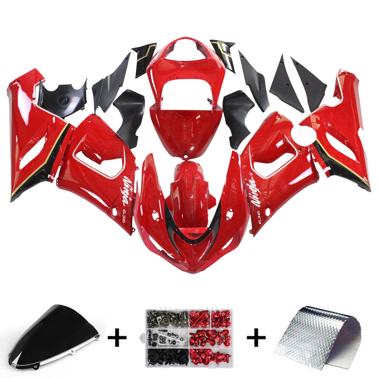 2005-2006 Kawasaki ZX6R 636 Amotopart Injection Fairing Kit Bodywork Plastic ABS #136