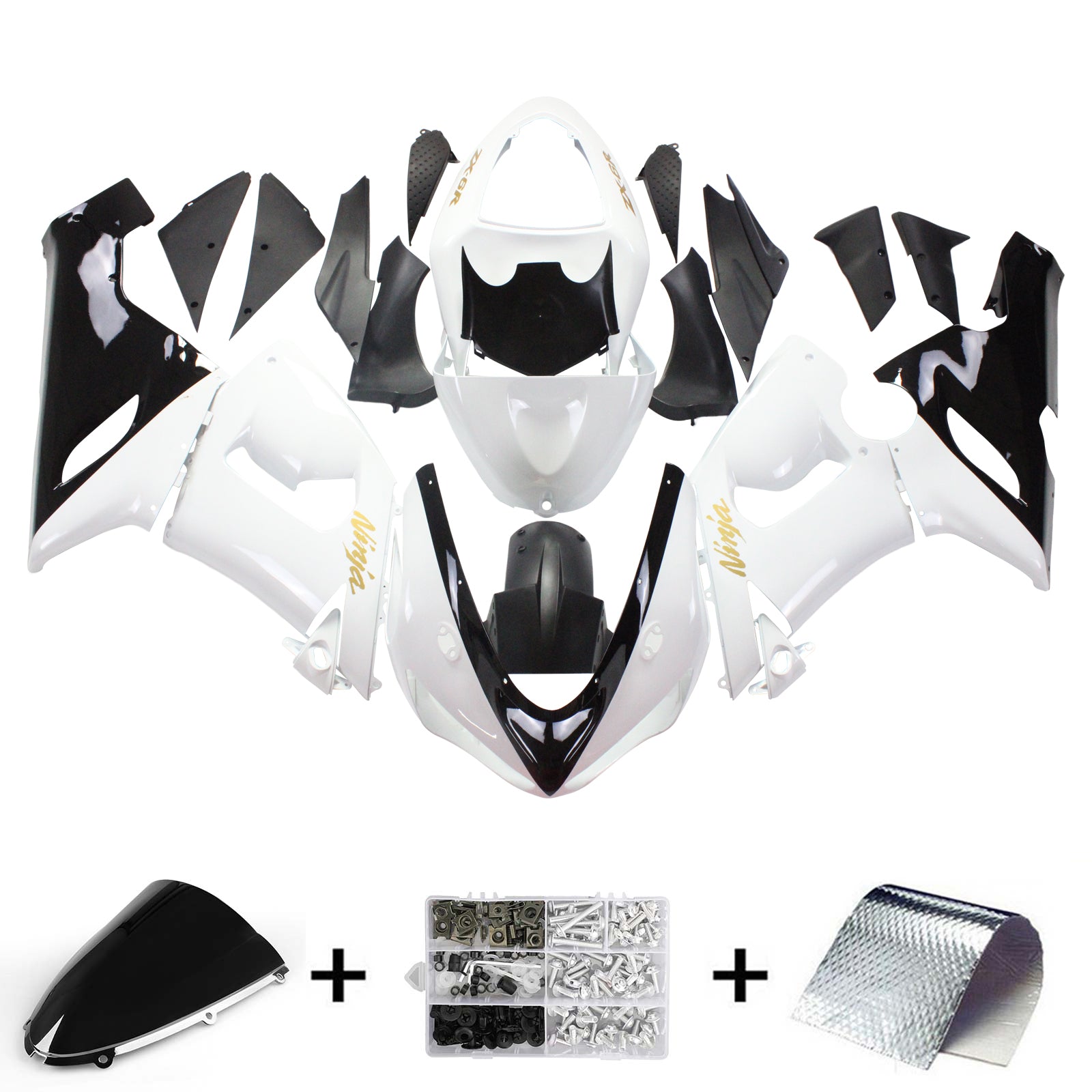 2005-2006 Kawasaki ZX6R 636 Amotopart Kit de carénage d'injection carrosserie plastique ABS #137