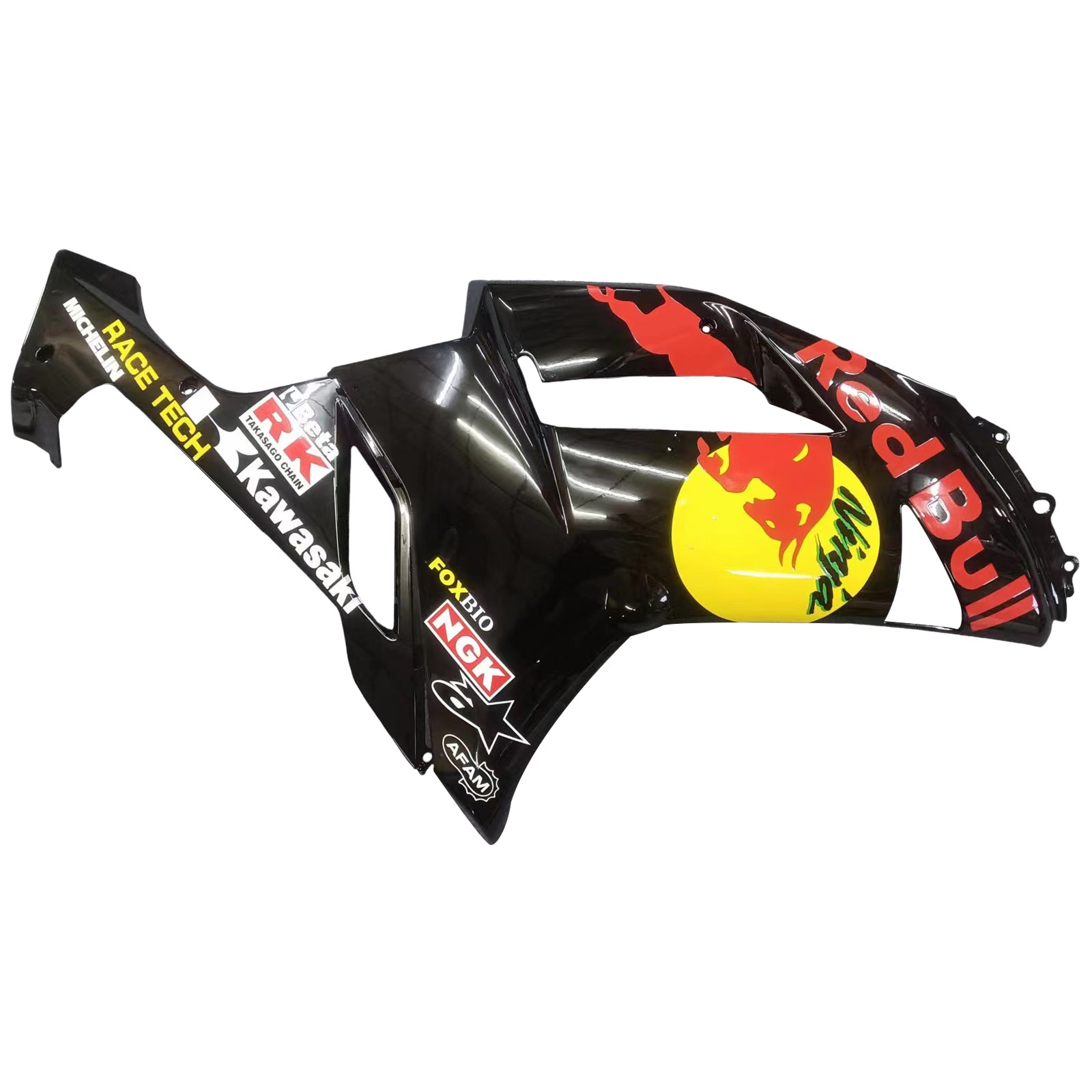 2007-2008 Kawasaki ZX-R ZX636 Fairings Black Yellow Racing Generic