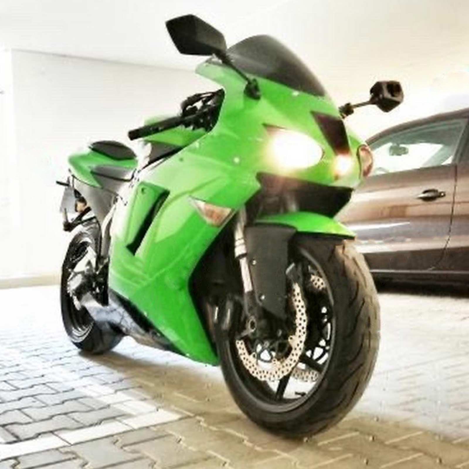 2007-2008 Kawasaki ZX6R 636 Amotopart Kit de carenado de inyección Carrocería Plástico ABS # 112