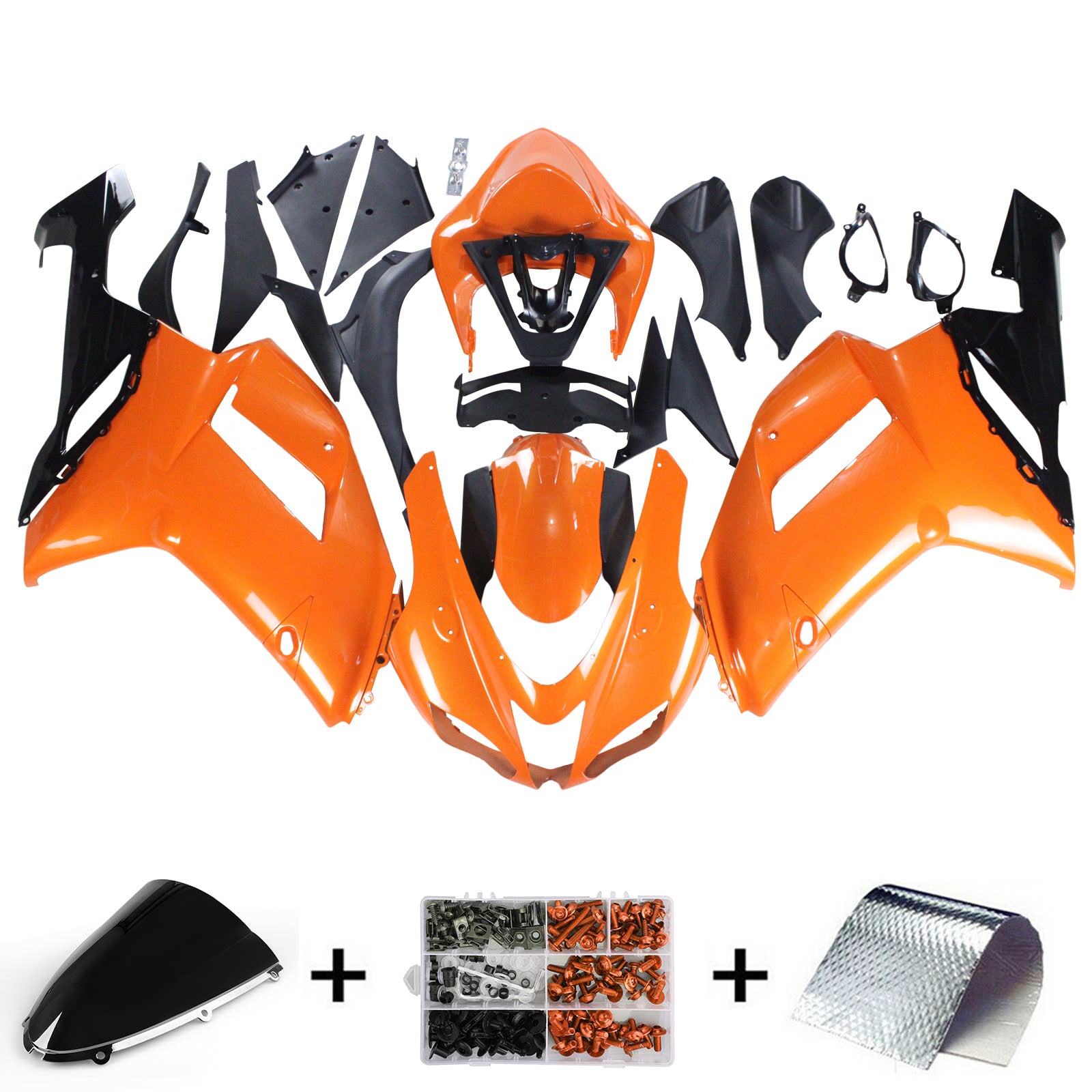 2007-2008 Kawasaki ZX6R 636 Amotopart Kit de carenado de inyección Carrocería Plástico ABS # 115