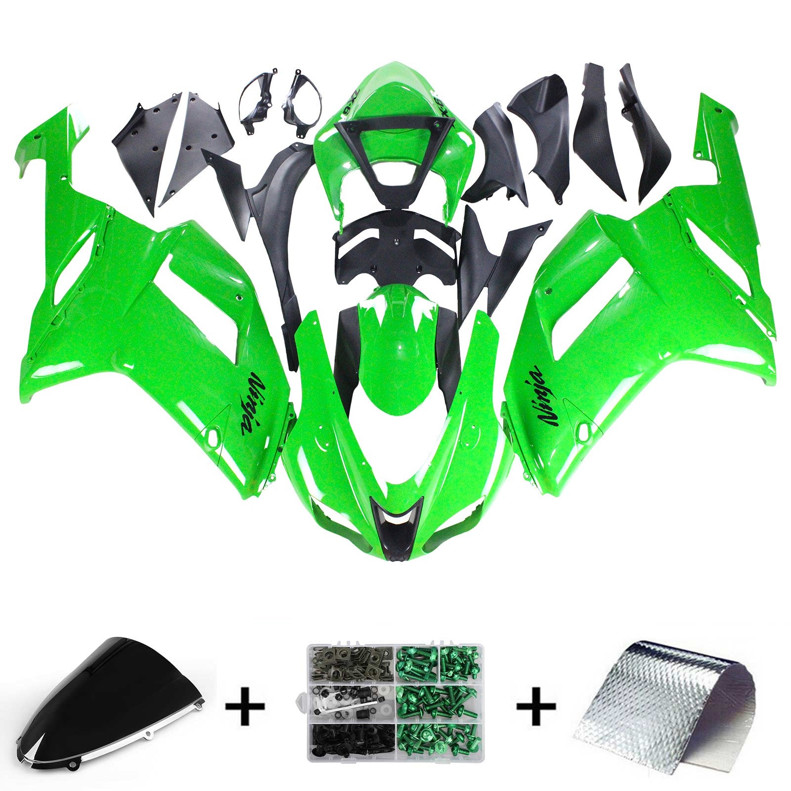 2007-2008 Kawasaki ZX6R 636 Amotopart Injection Fairing Kit Bodywork Plastic ABS #122