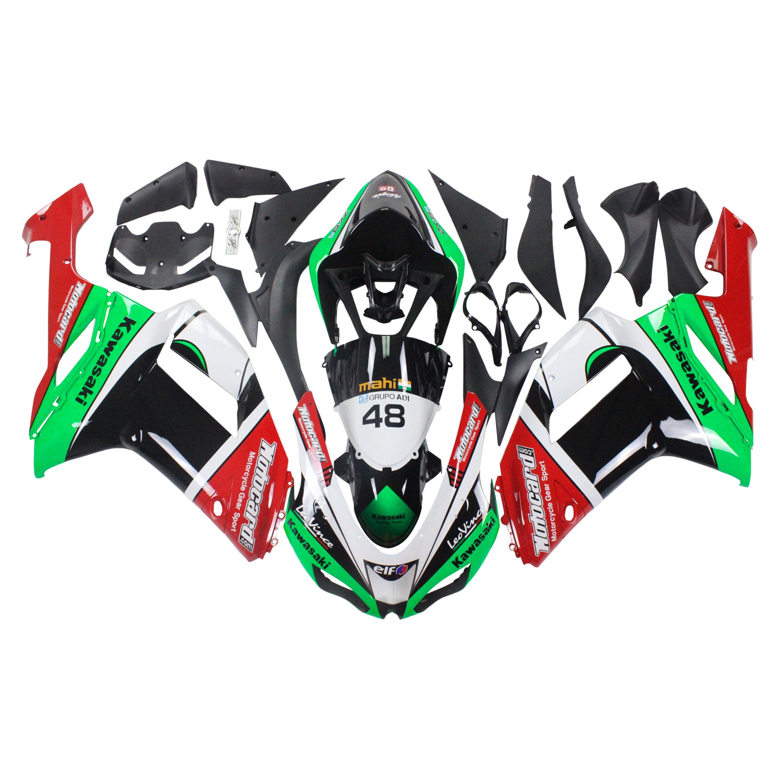 2007-2008 Kawasaki ZX6R 636 Amotopart Injection Fairing Kit Bodywork Plastic ABS #125