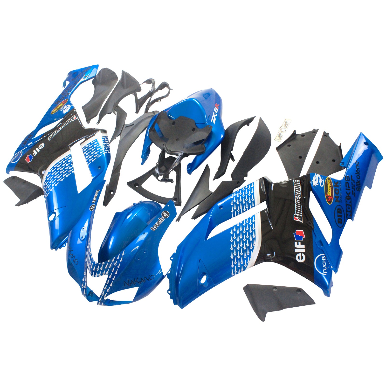 2007-2008 Kawasaki ZX6R 636 Amotopart Injection Fairing Kit Bodywork Plastic ABS #132