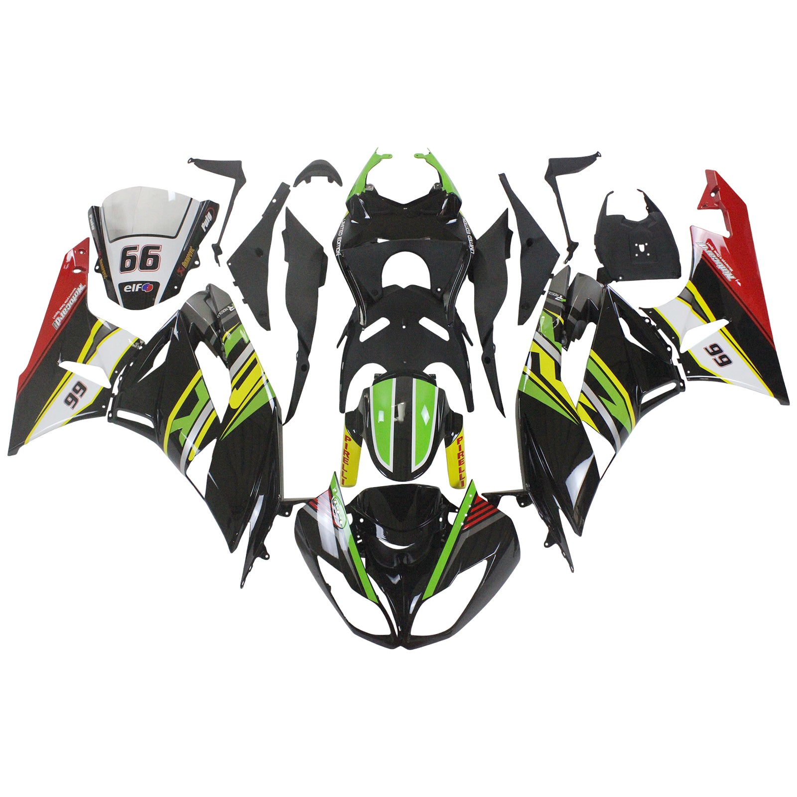 2009-2012 Kawasaki ZX6R 636 Amotopart Injection Fairing Kit Bodywork Plastic ABS #102