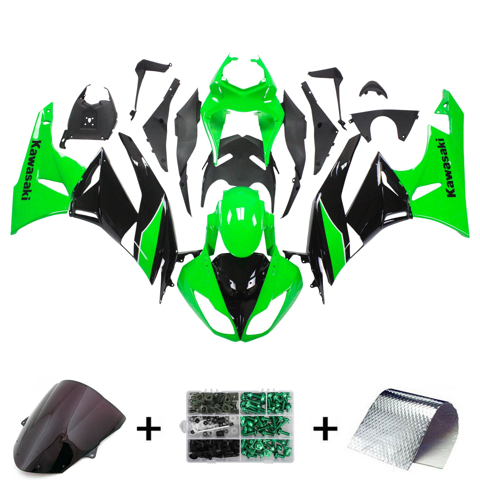 2009-2012 Kawasaki ZX6R 636 Amotopart Kit de carénage d'injection carrosserie plastique ABS #104