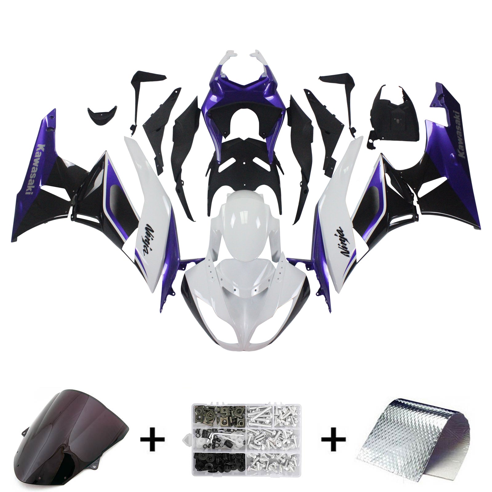 2009-2012 Kawasaki ZX6R 636 Amotopart Injection Fairing Kit Bodywork Plastic ABS #105