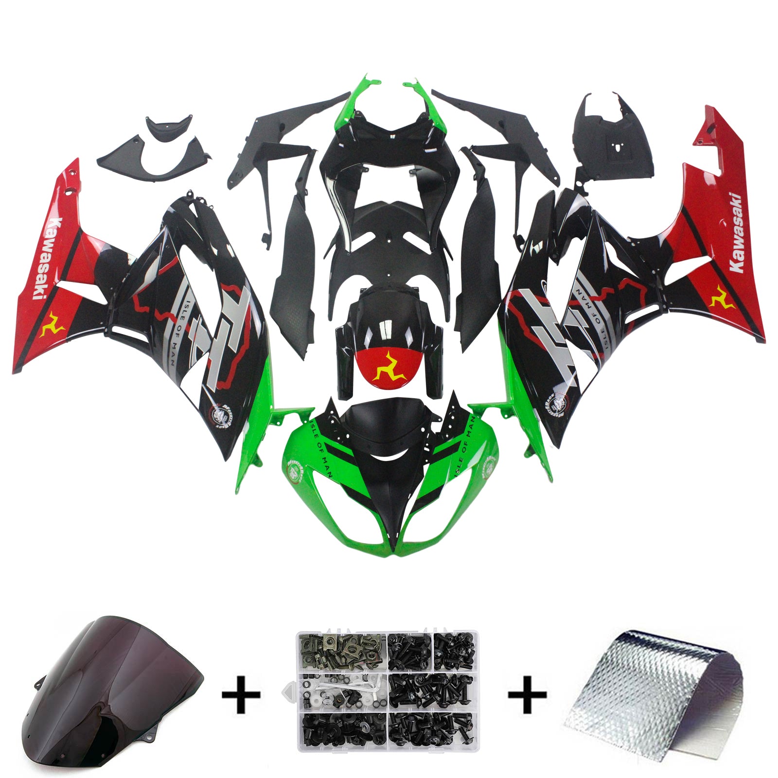 2009-2012 Kawasaki ZX6R 636 Amotopart Injection Fairing Kit Bodywork Plastic ABS #117