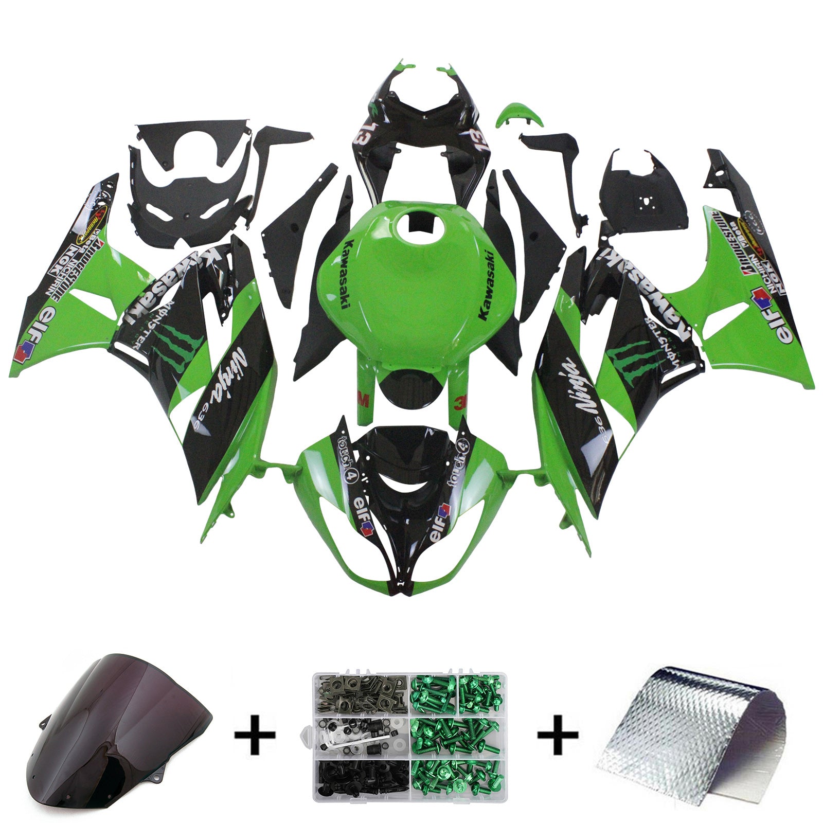 2009-2012 Kawasaki ZX6R 636 kåpesett Karosseri plast ABS