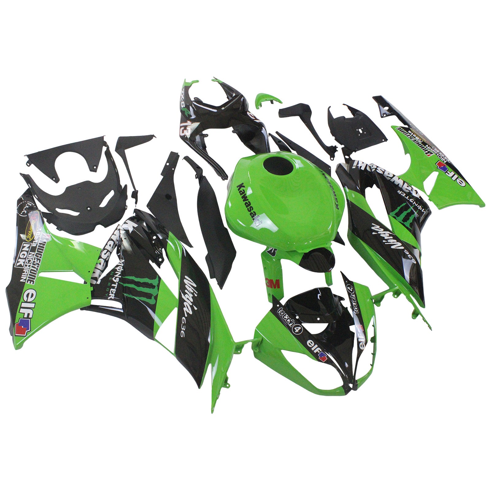 2009-2012 Kawasaki ZX6R 636 kåpesett Karosseri plast ABS