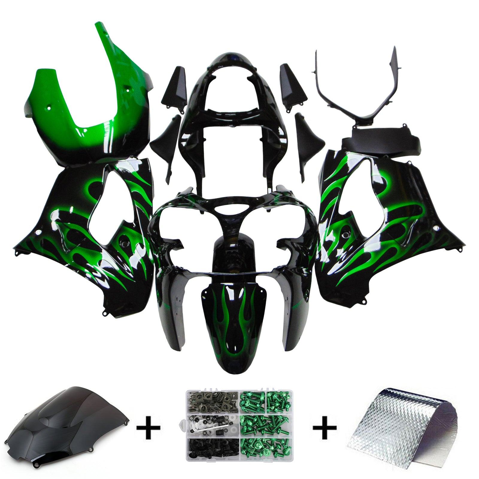 2000-2001 Kawasaki ZX9R Kit de carénage d'injection Amotopart carrosserie plastique ABS #105