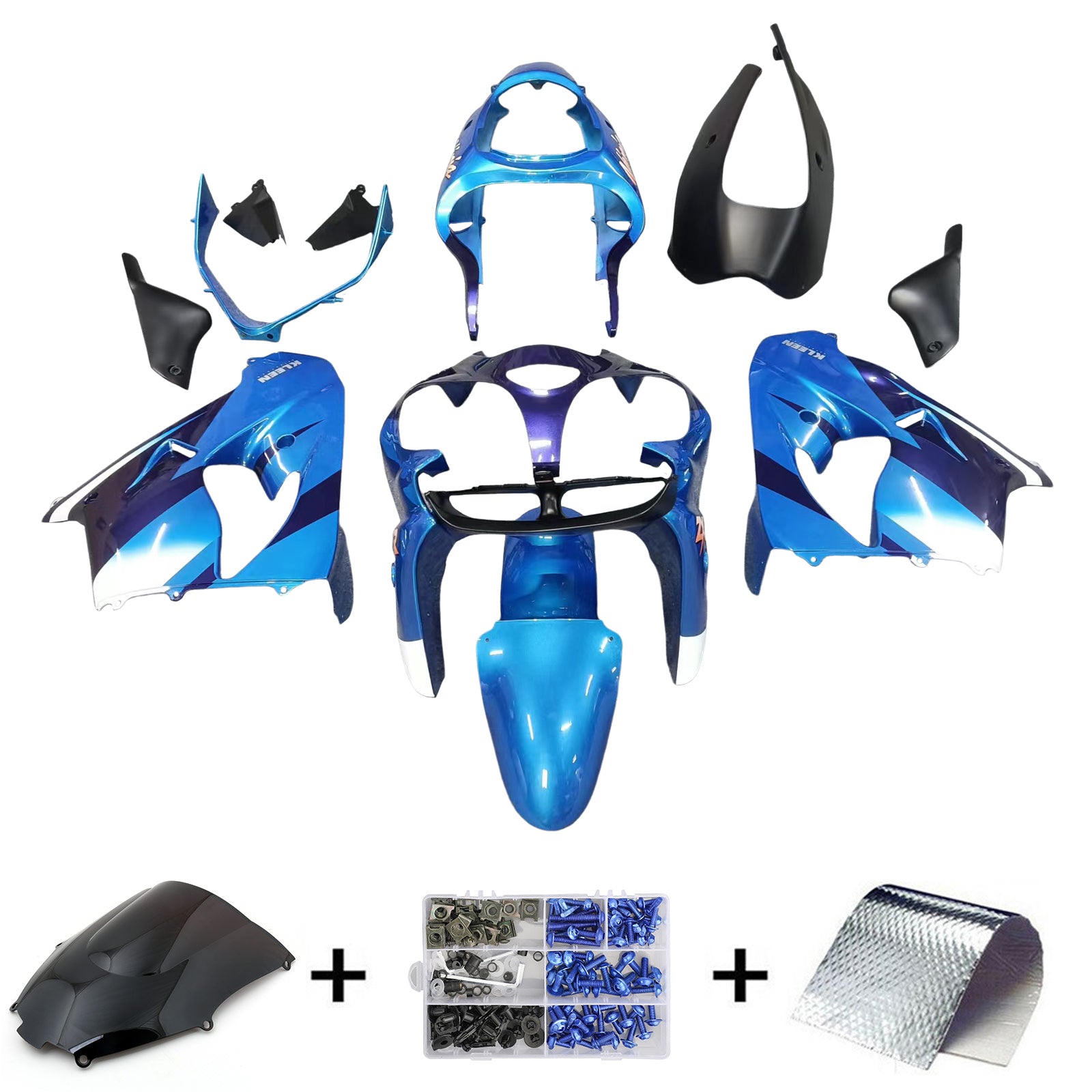 2000-2001 Kawasaki ZX9R Amotopart Injection Fairing Kit Bodywork Plastic ABS #107