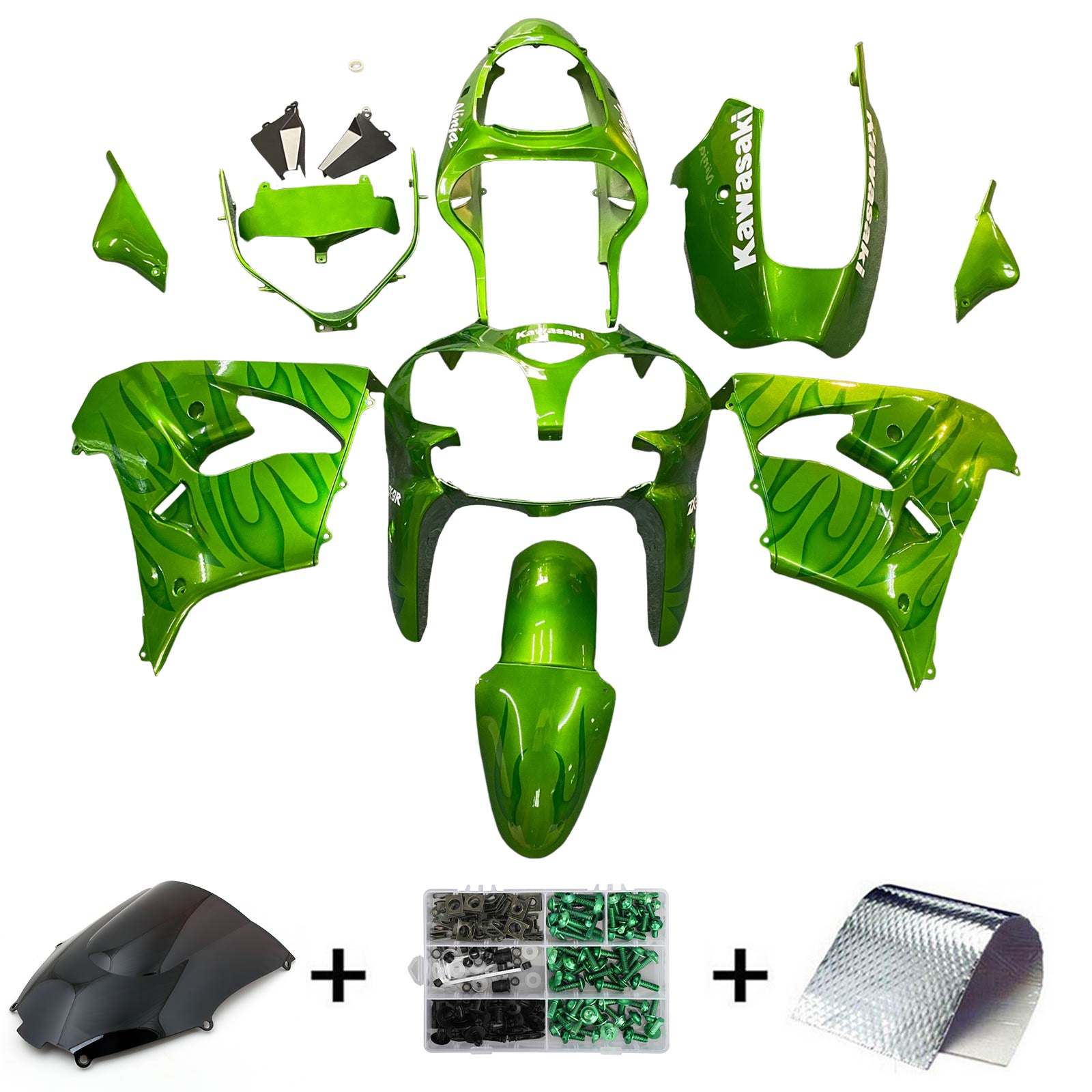 2000-2001 Kawasaki ZX9R Kit de carénage d'injection Amotopart carrosserie plastique ABS #109