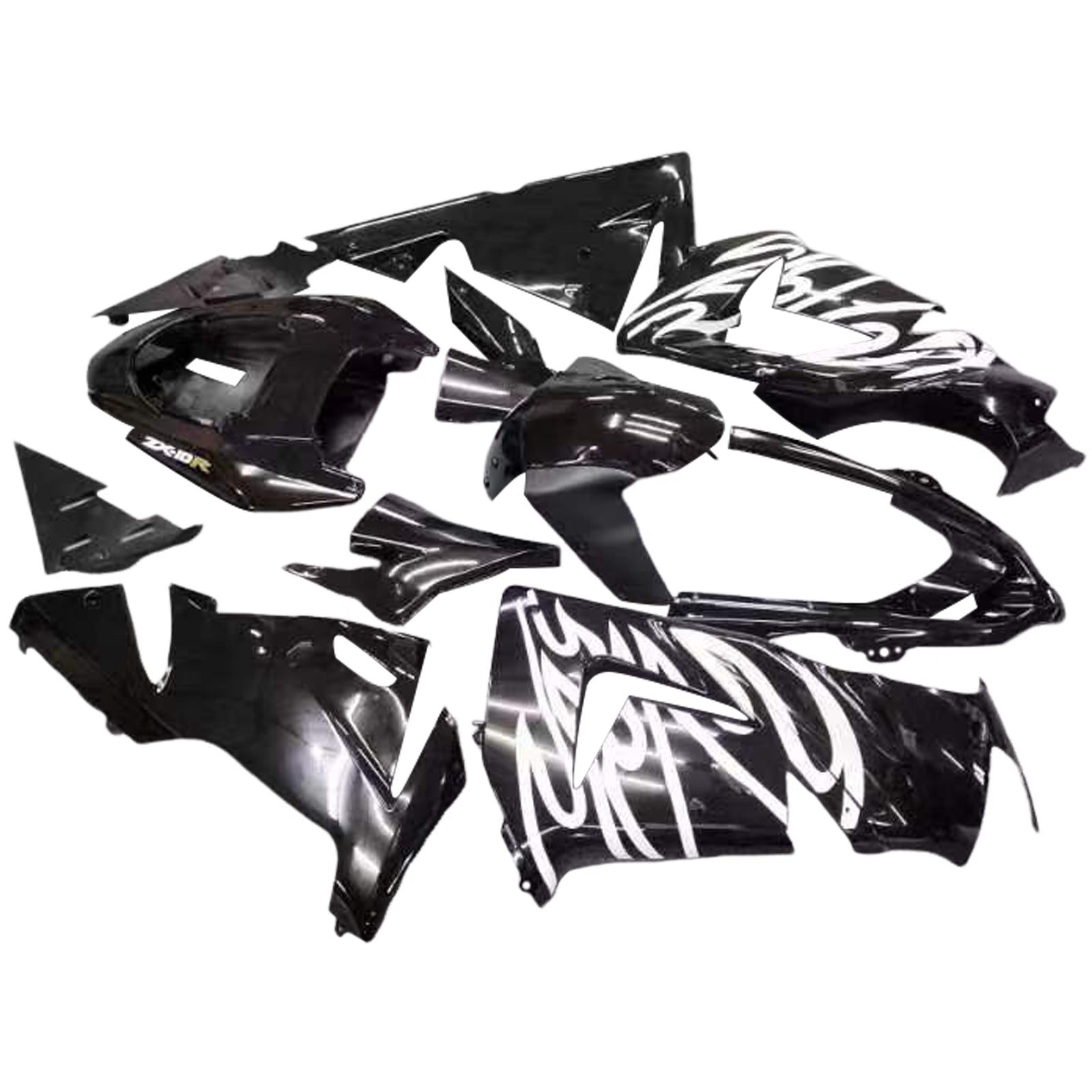 2004-2005 Kawasaki ZX 10R Black & Silver Flame Racing Fairings Generic