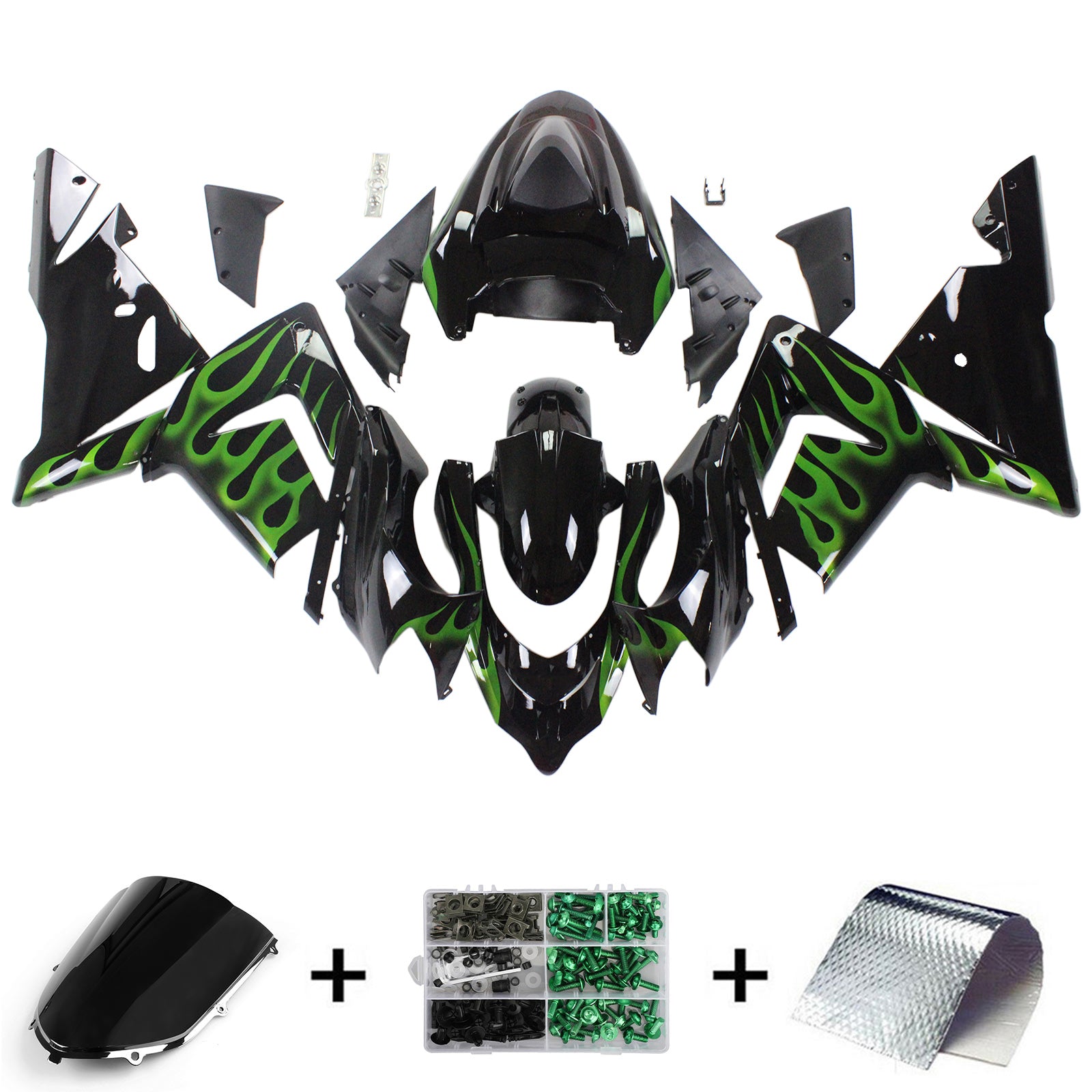 2004-2005 Kawasaki ZX10R Amotopart Kit de carenado de inyección Carrocería Plástico ABS # 103