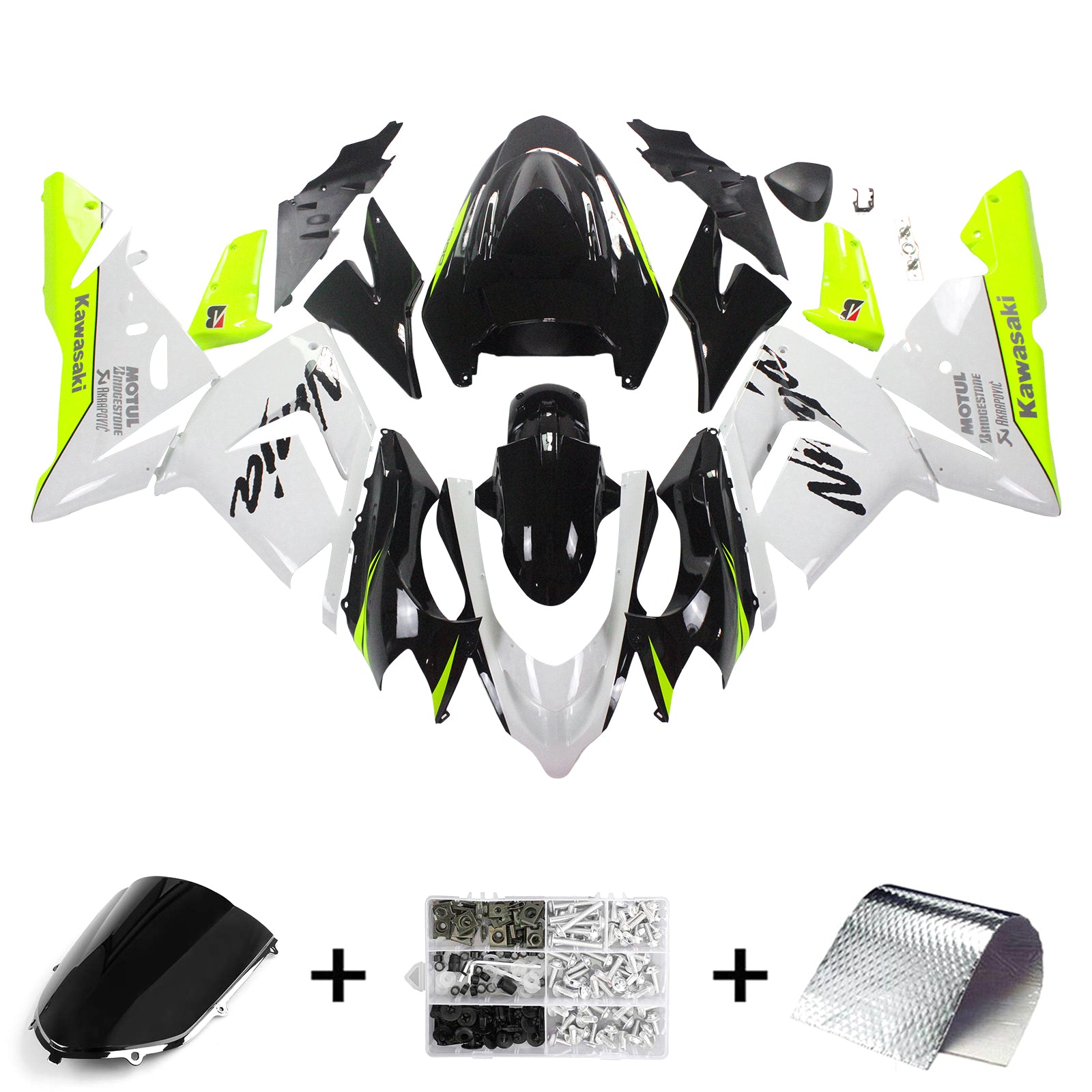 2004-2005 Kawasaki ZX10R Amotopart Injection Fairing Kit Bodywork Plastic ABS #126