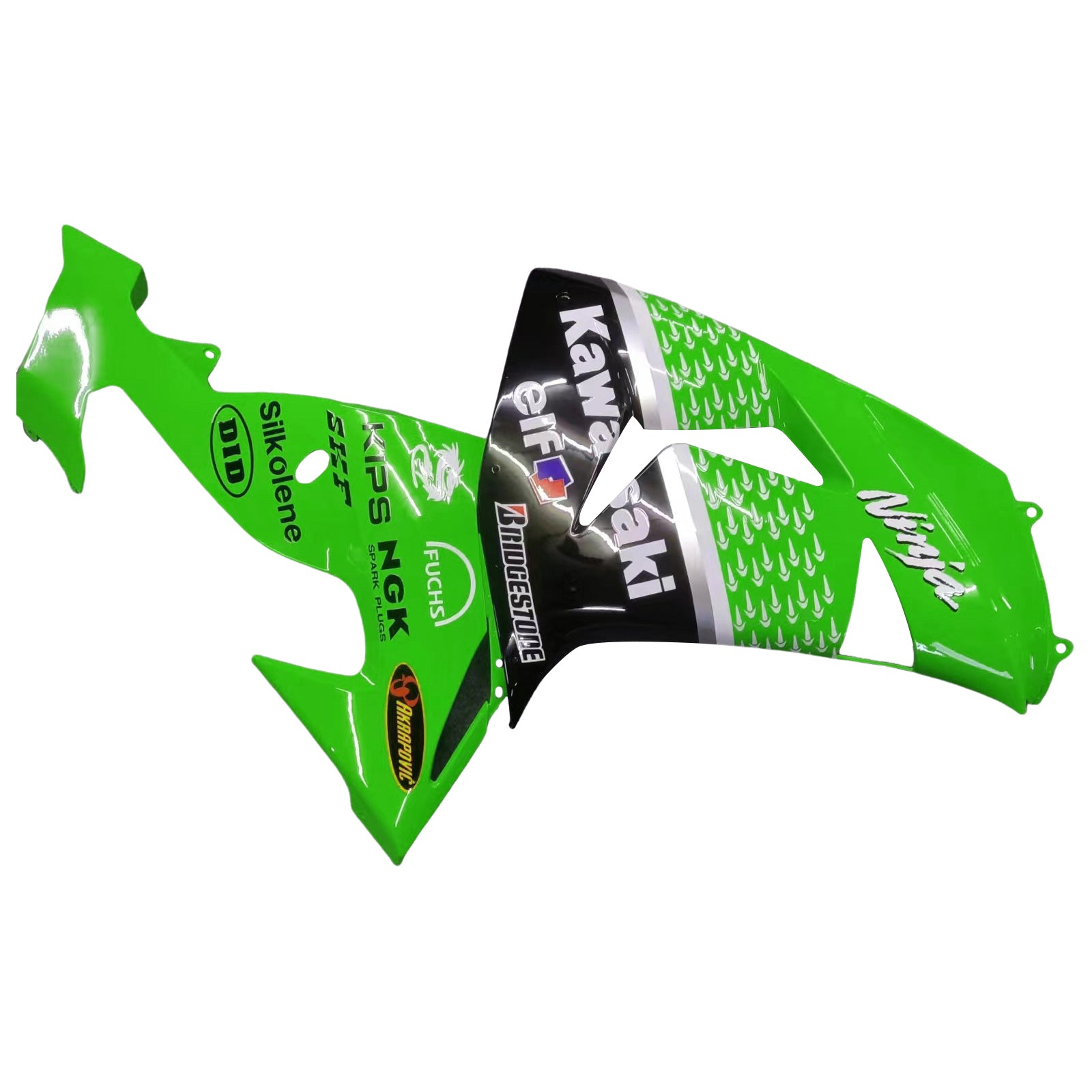 2006-2007 Kawasaki ZX 10R Green Black Racing Fairings Generic