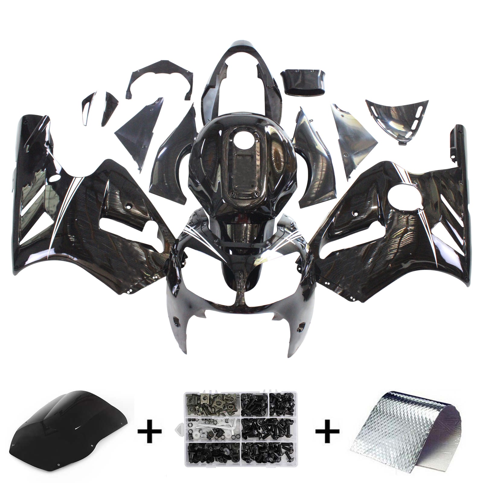 2000-2001 Kawasaki ZX12R Kit de carénage d'injection Amotopart carrosserie plastique ABS #104