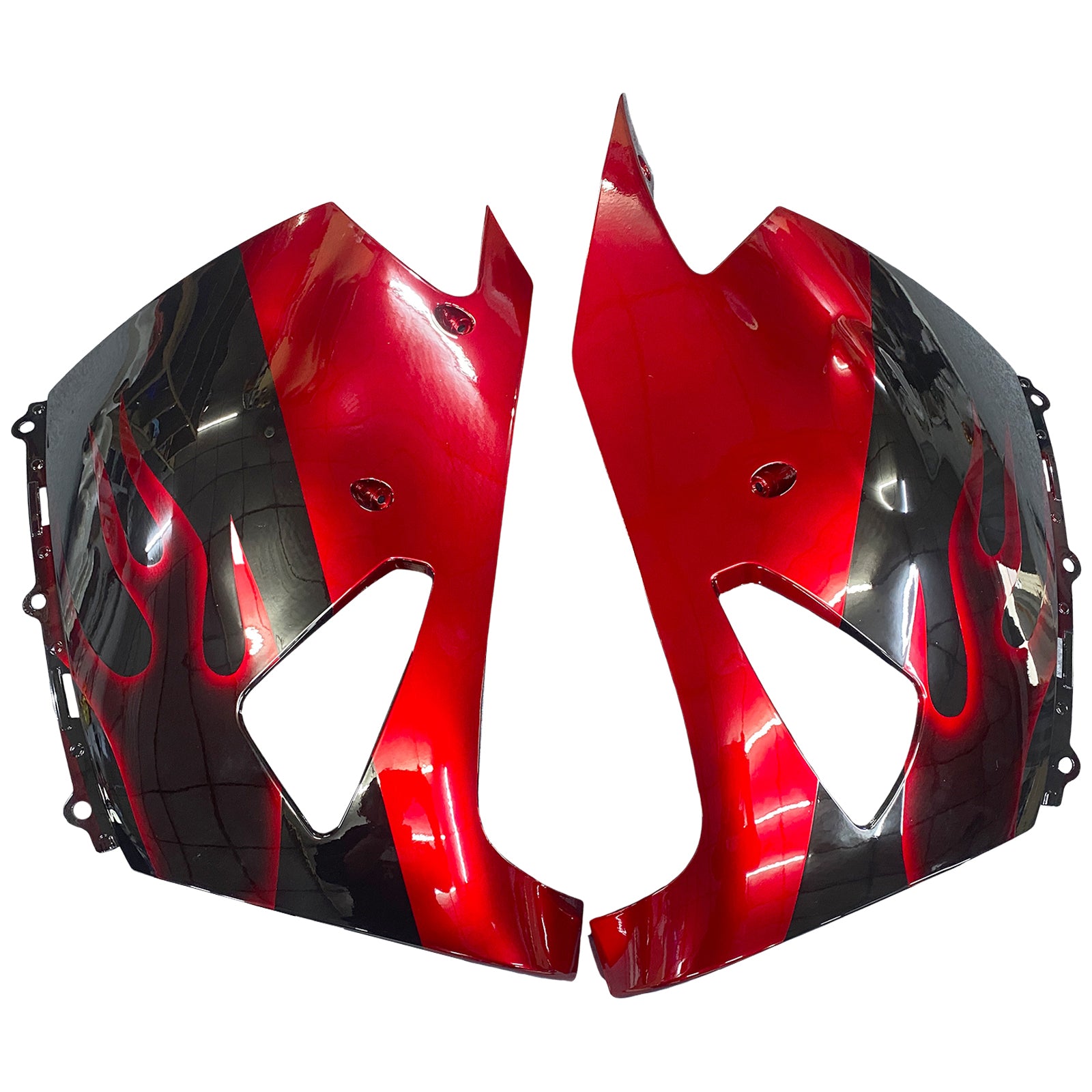 2006-2011 Ninja ZX14R Black & Red Flame Bodywork Fairing ABS Injection Molded Plastics Set 2# Generic