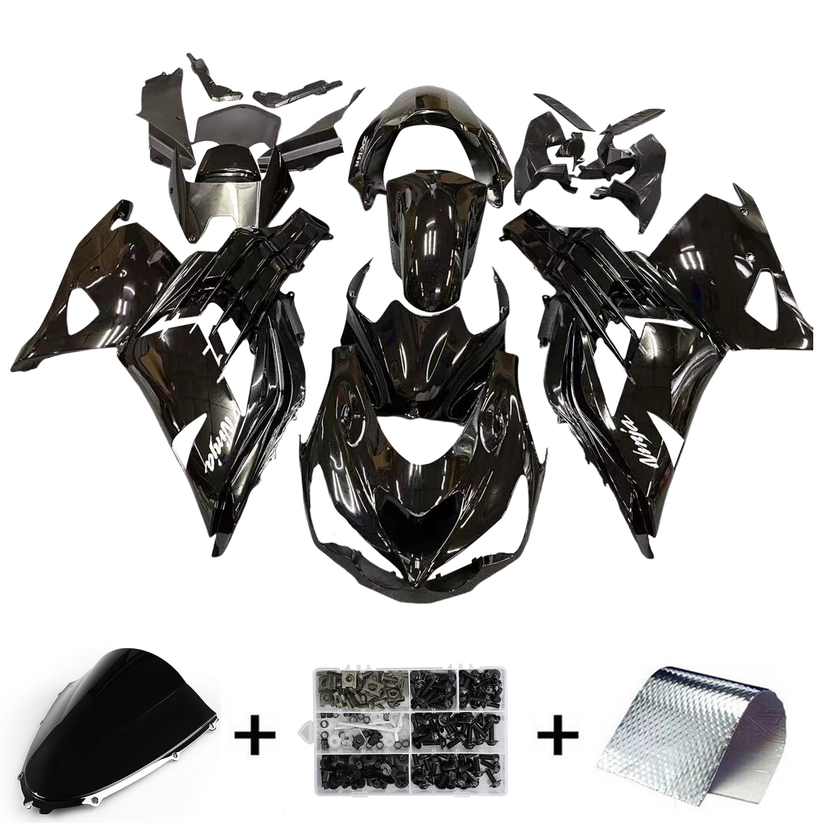 2012-2021 Kawasaki ZX14R Amotopart Carénages Plastiques Ninja Noir Racing