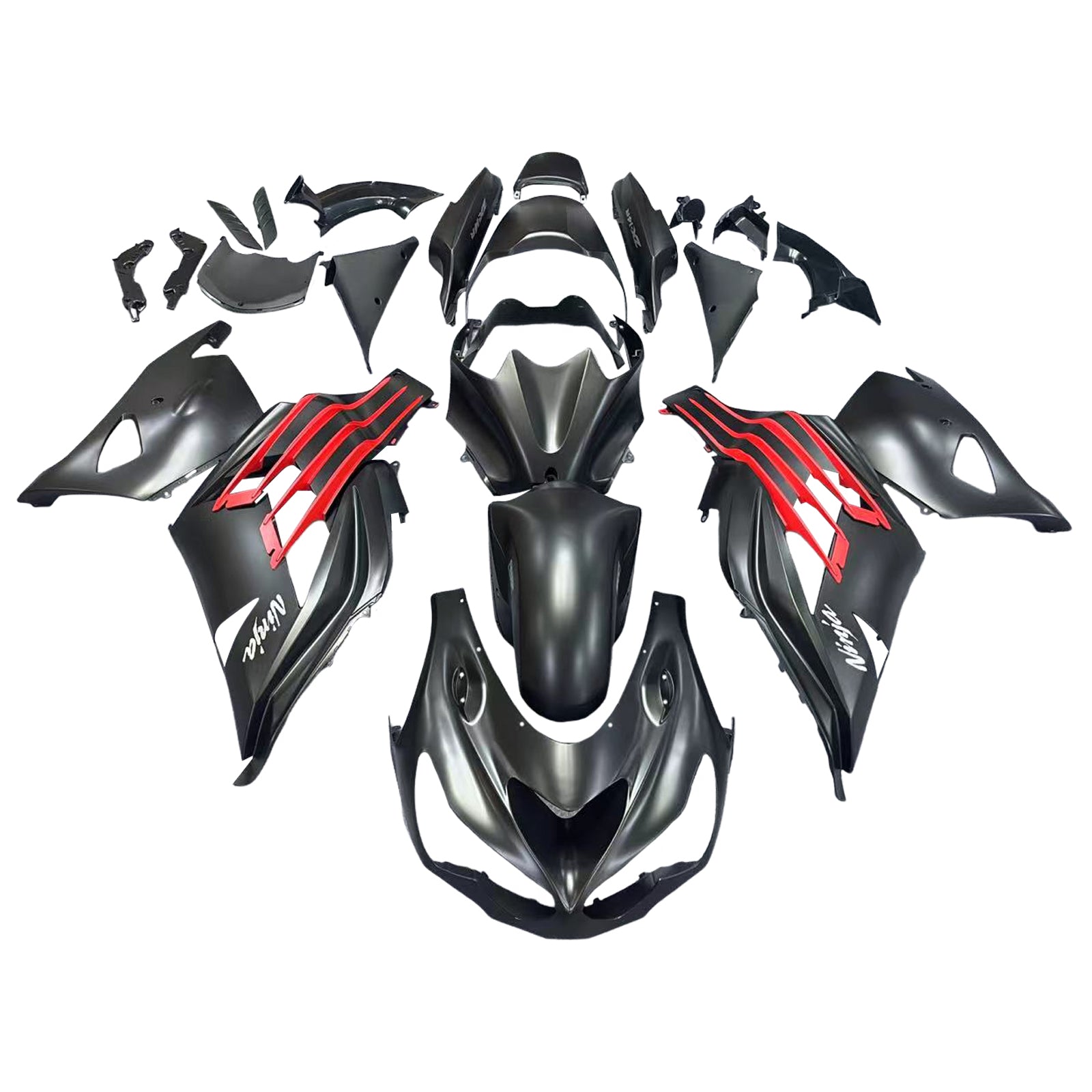 2012-2021 Kawasaki ZX14R Amotopart Carénages Plastiques Ninja Noir Rouge Racing