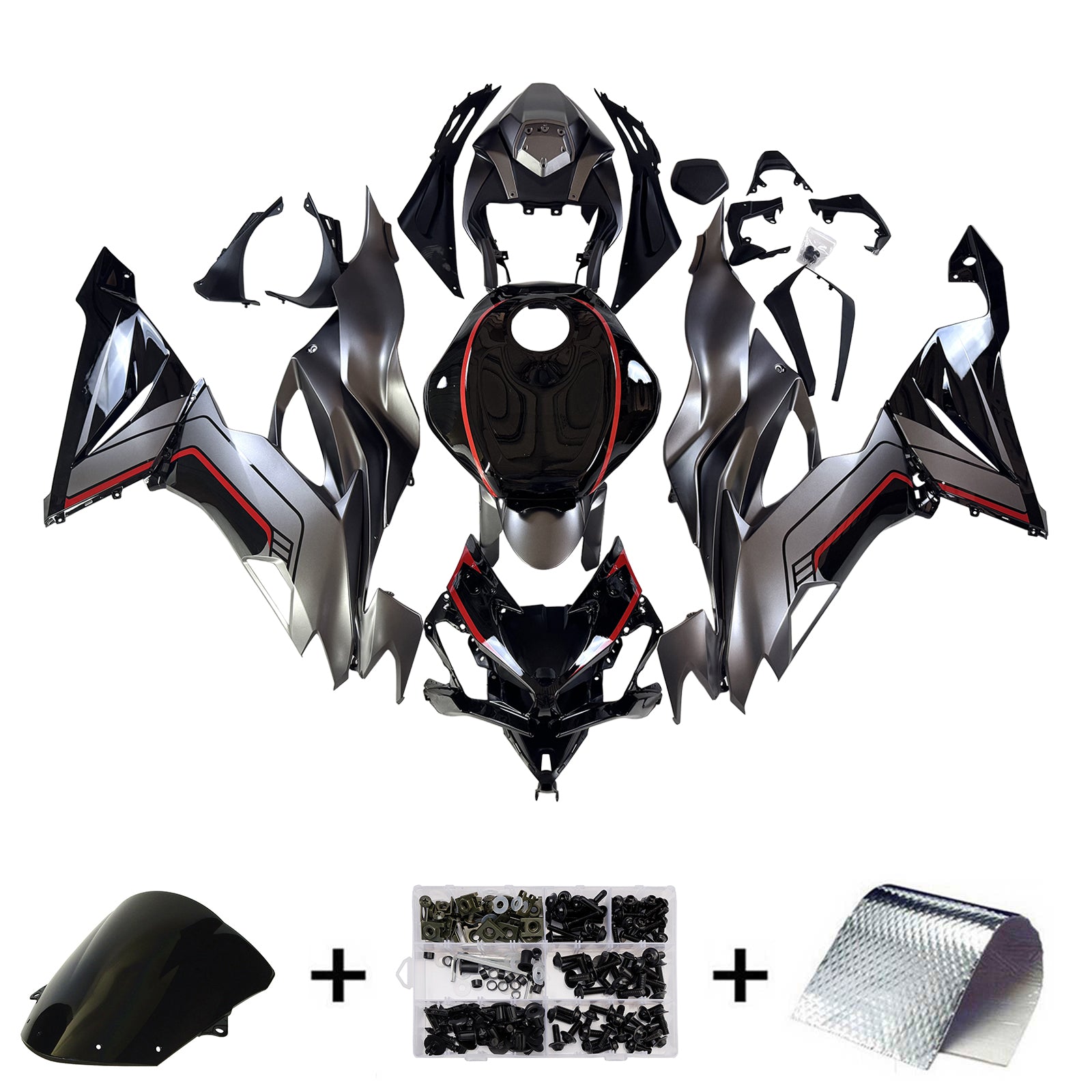 Kit de carenado de inyección, carrocería de plástico ABS apto para Kawasaki ZX6R 2019-2023