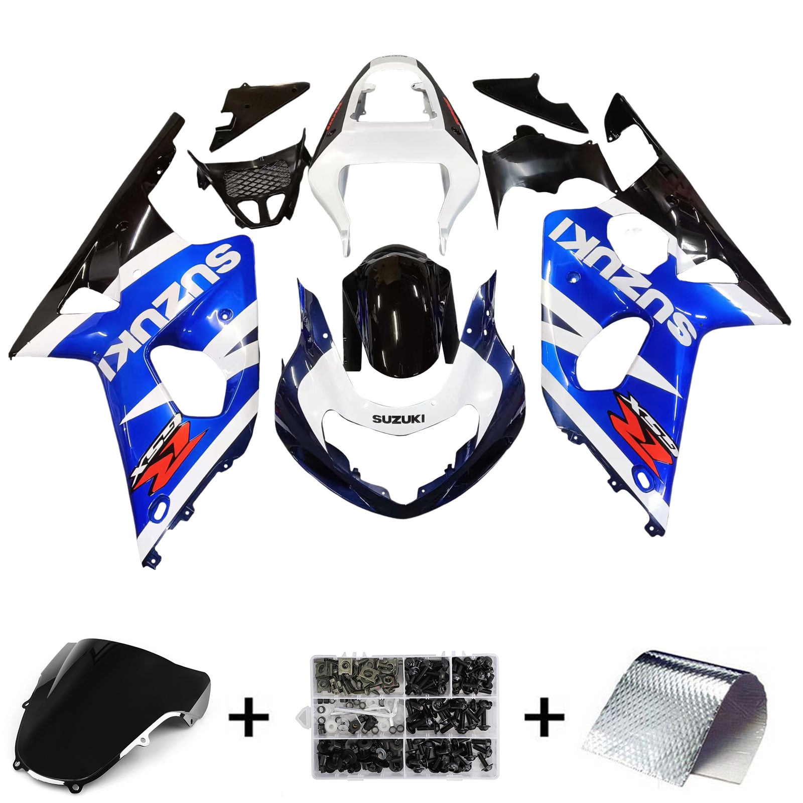 2000-2002 Suzuki GSXR 1000 Blue White Black GSXR Racing Fairings Generic