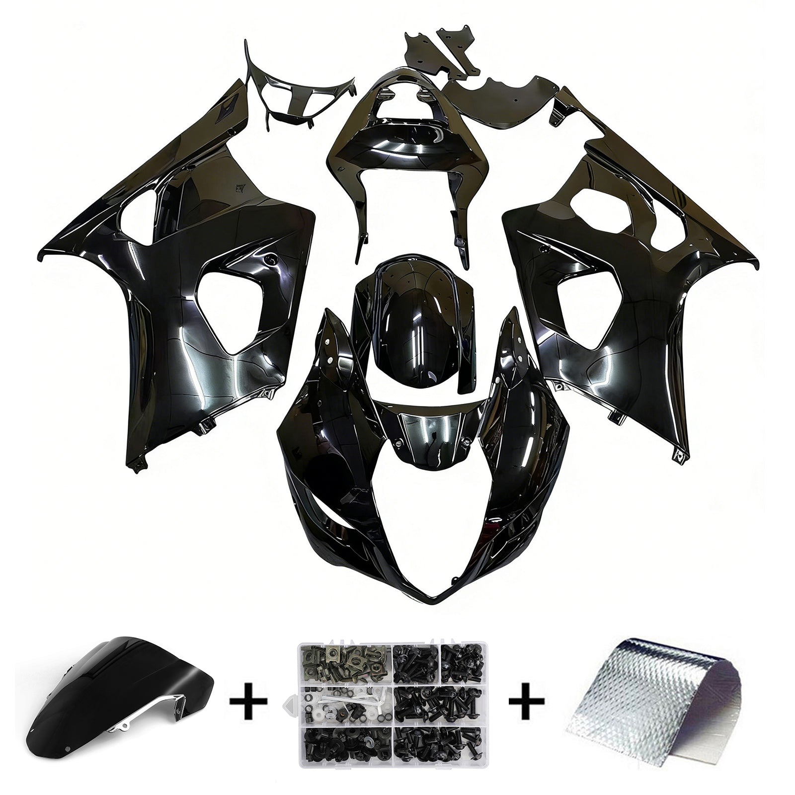2003-2004 GSXR1000 karosseri Fairing Black ABS Injection Molded Plastics Set Generic