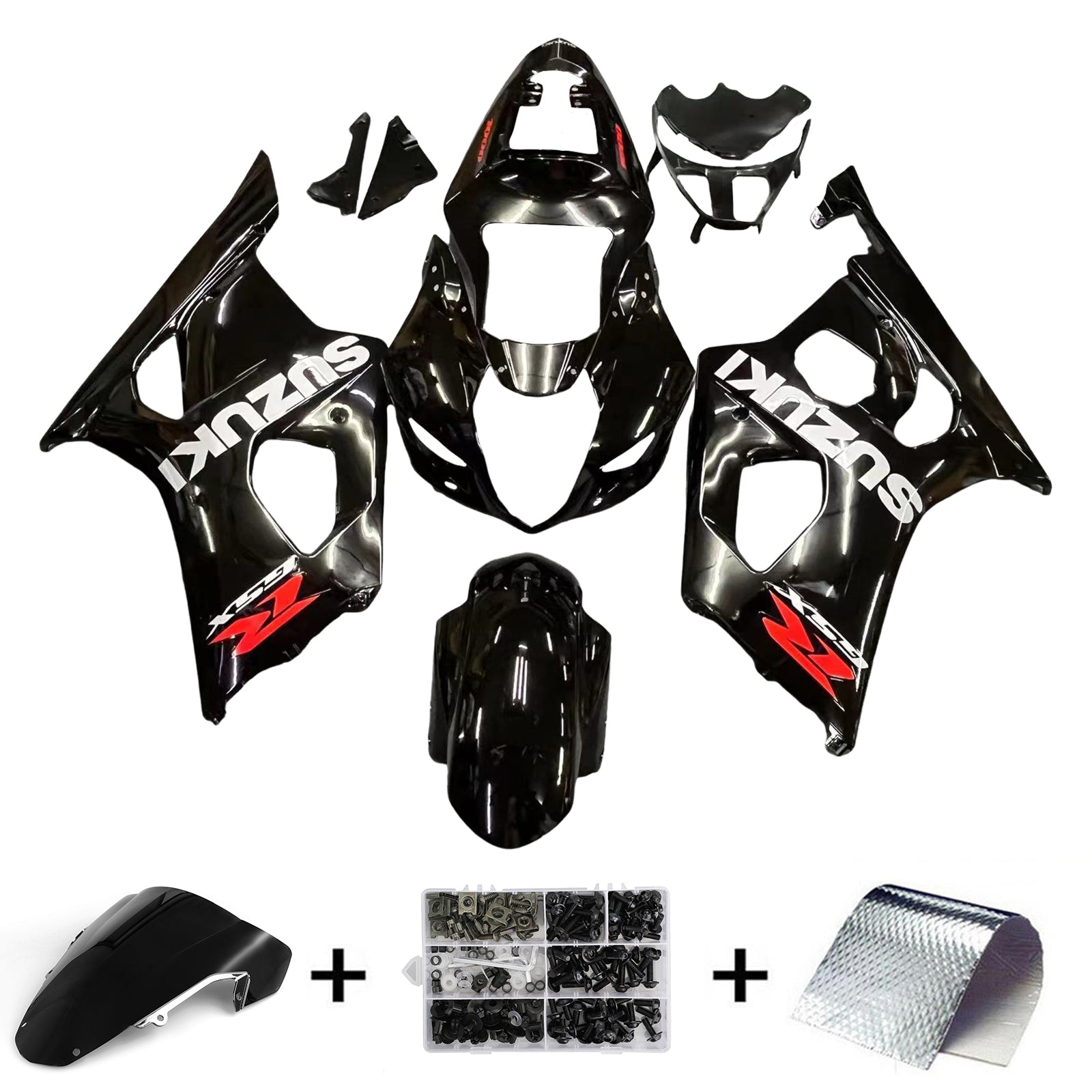 2003-2004 Suzuki GSXR 1000 Black Suzuki Racing Fairings Generic