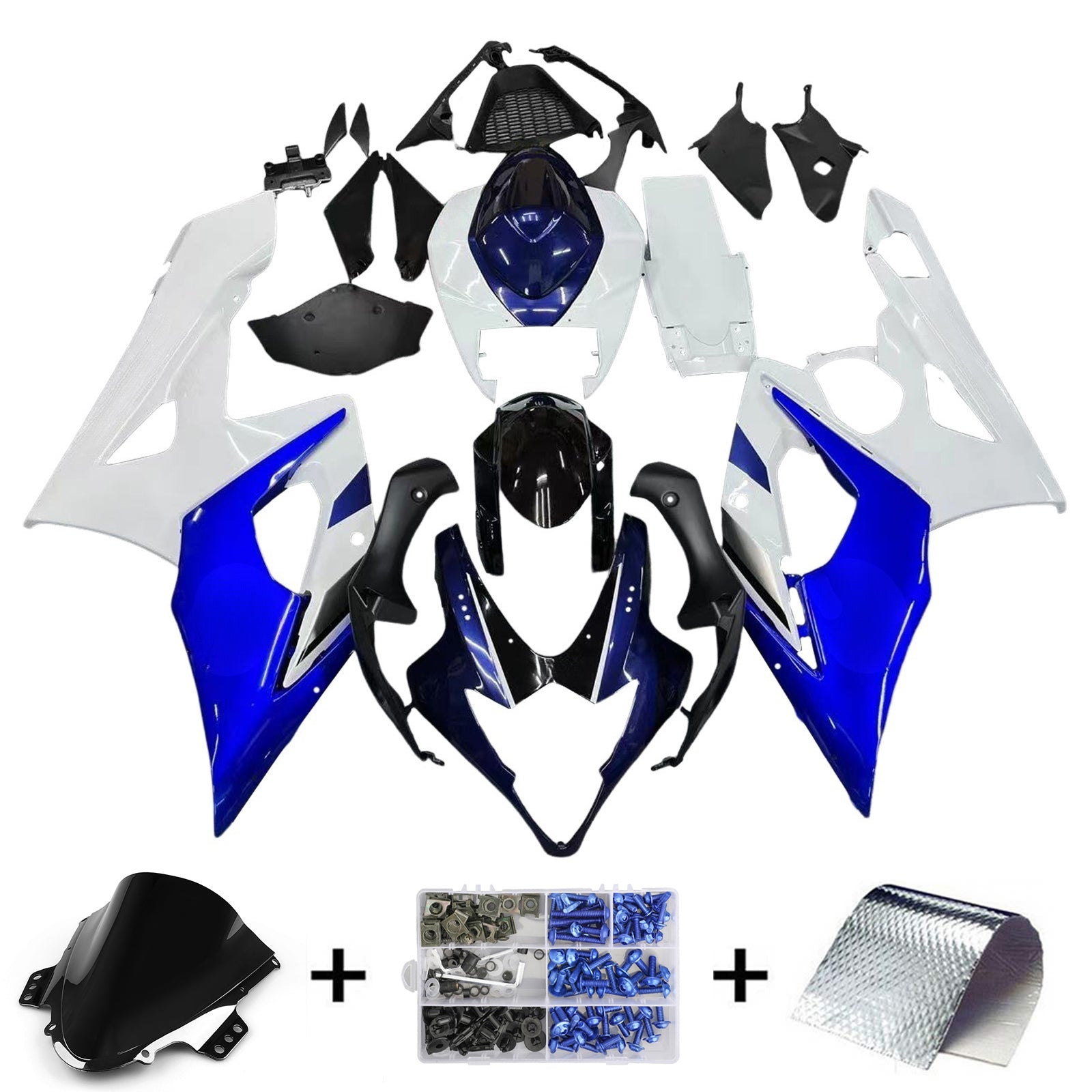 2005-2006 GSXR1000 Blue Bodywork Fairing ABS Formsprutad Plast Set Generic