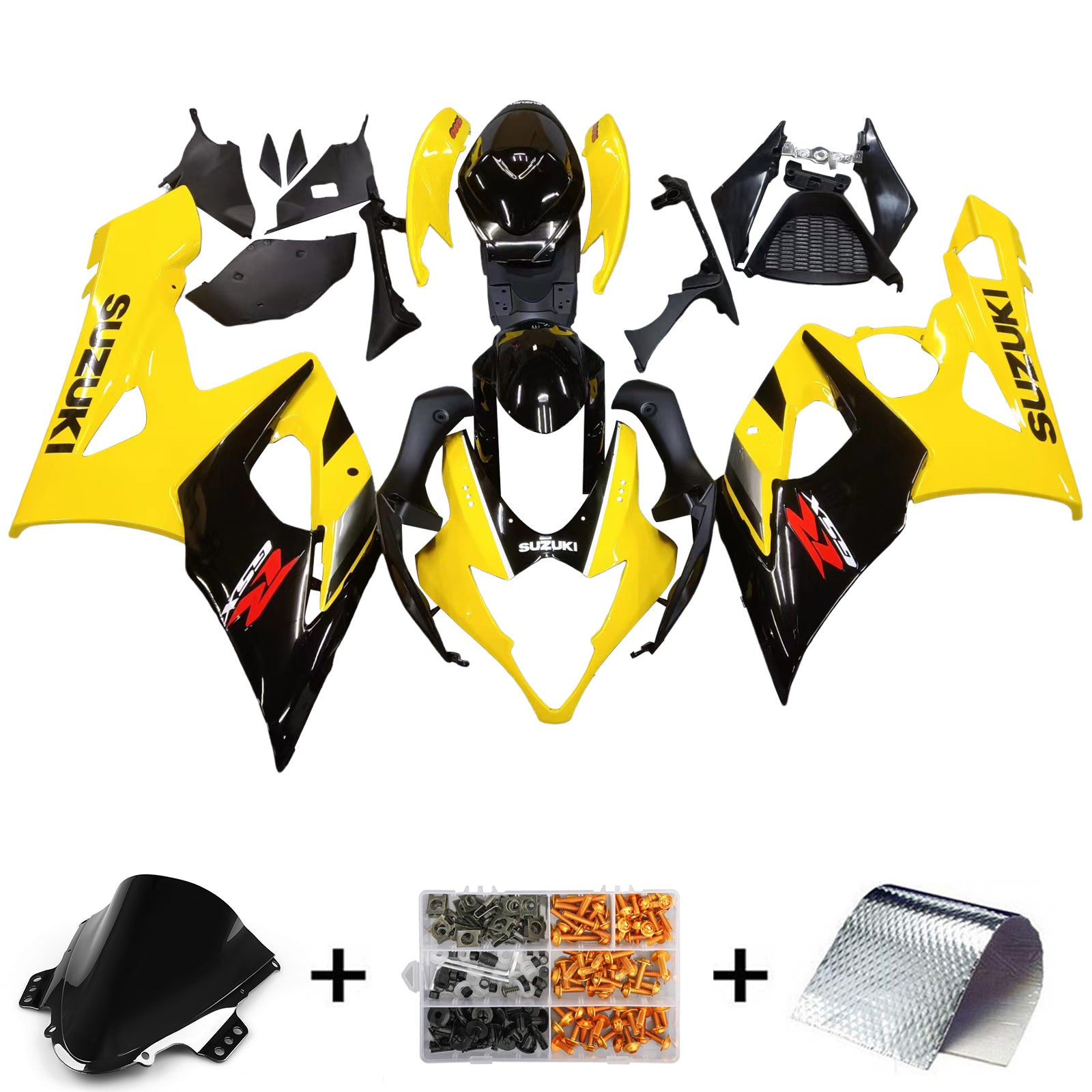 Kit de carénage jaune et noir Suzuki GSXR1000 2005-2006