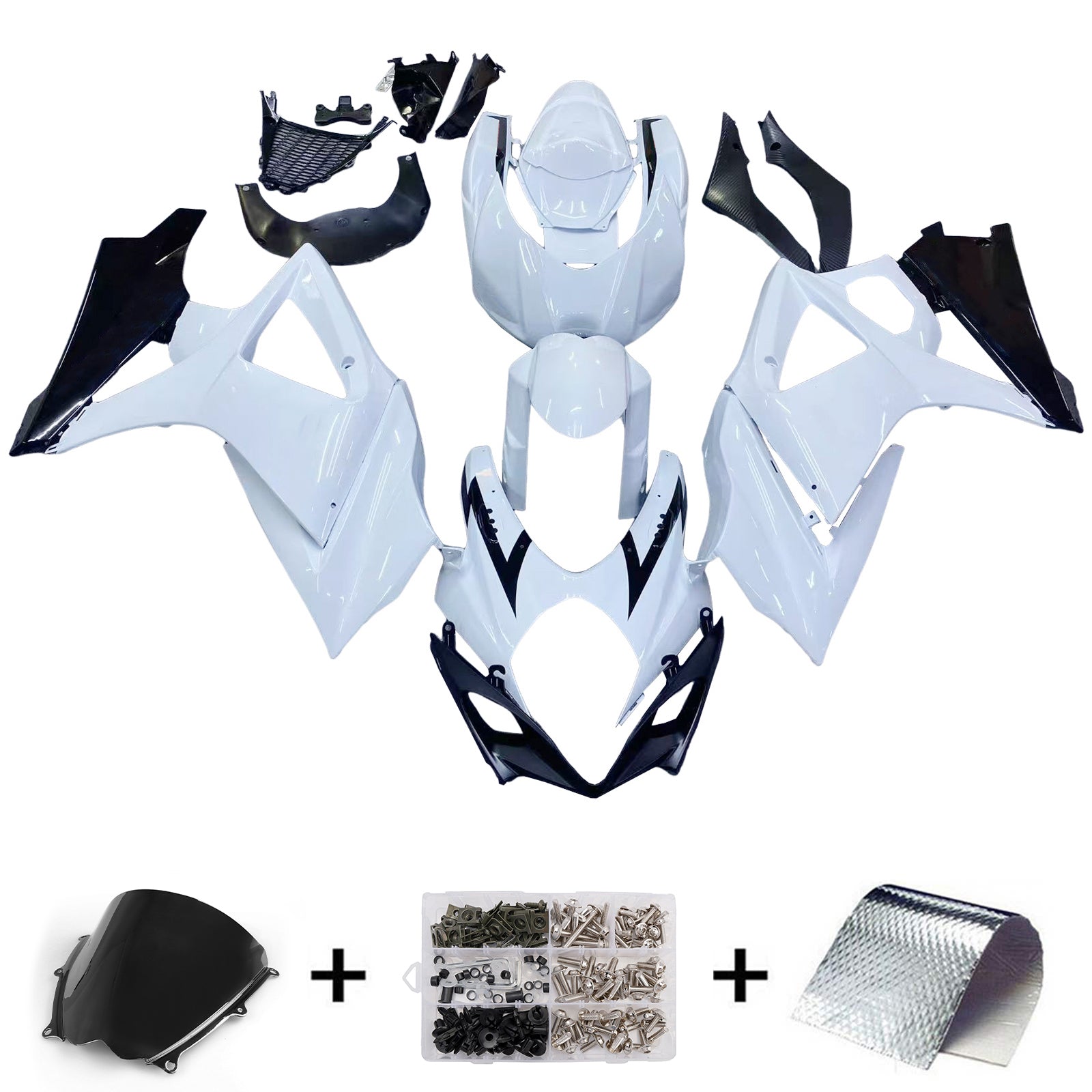 2007-2008 Suzuki GSXR 1000 Blanc & Noir Carénages GSXR Racing Générique