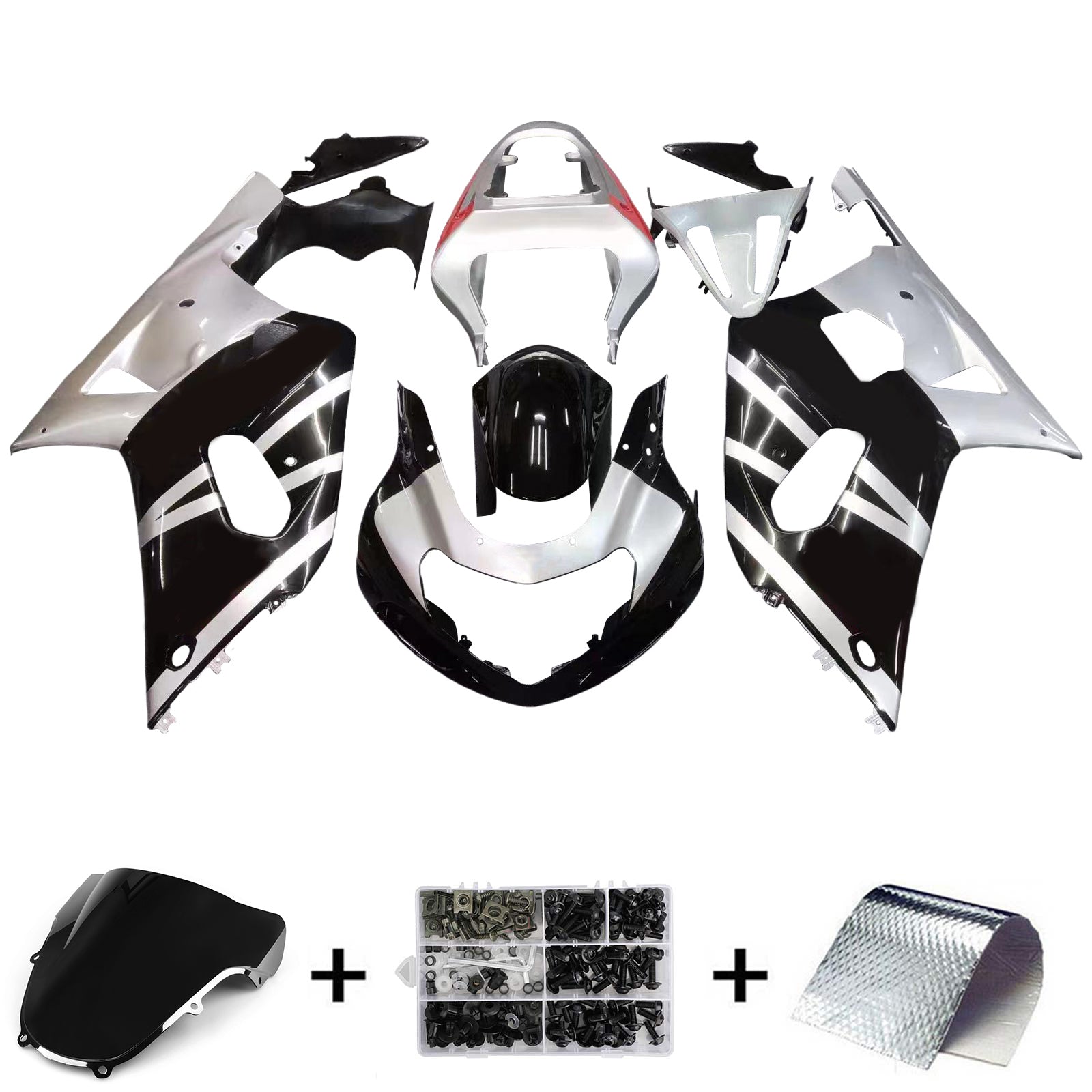 2001-2003 GSXR600 carrosseriekuip zwart ABS spuitgegoten kunststoffen set algemeen