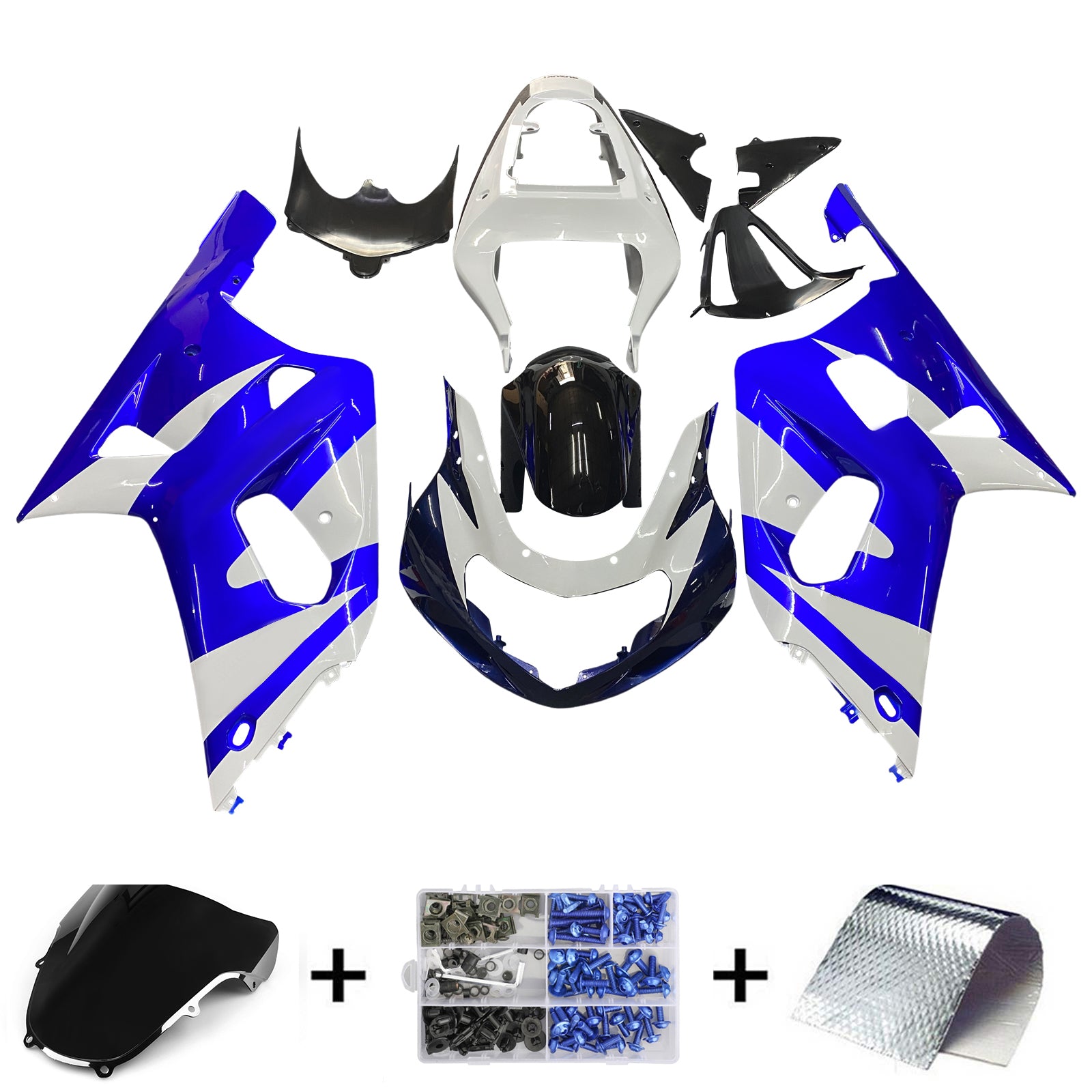 Carenados Amotopart Suzuki GSXR 600 2001-2003 Azul & GSXR Racing blanca