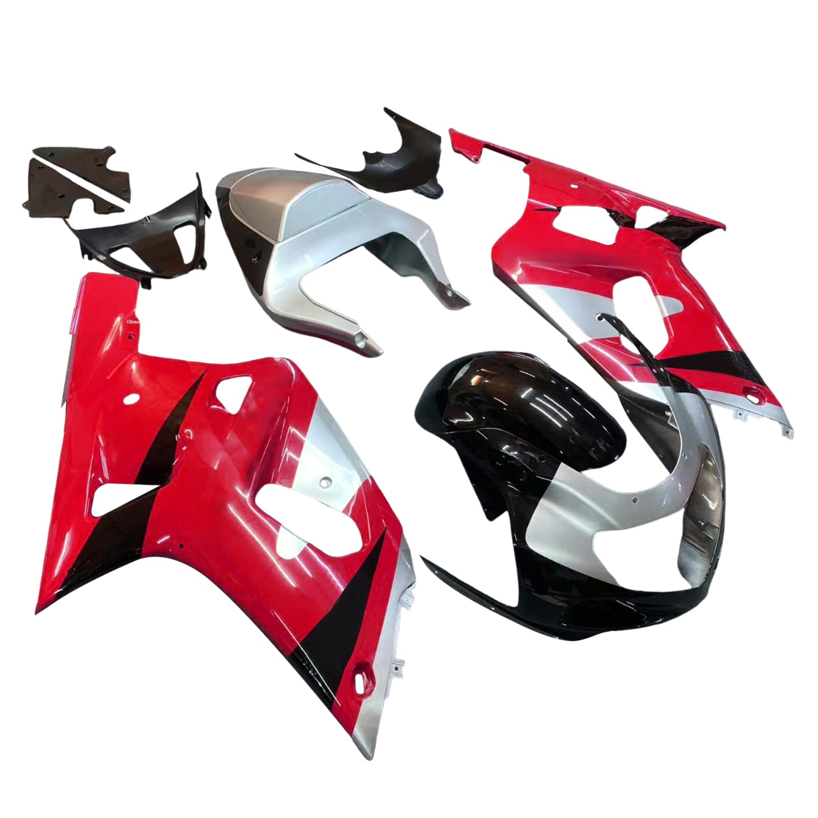 2001-2003 Suzuki GSXR 750 kåpor Röd Silver Svart GSXR Racing Generic