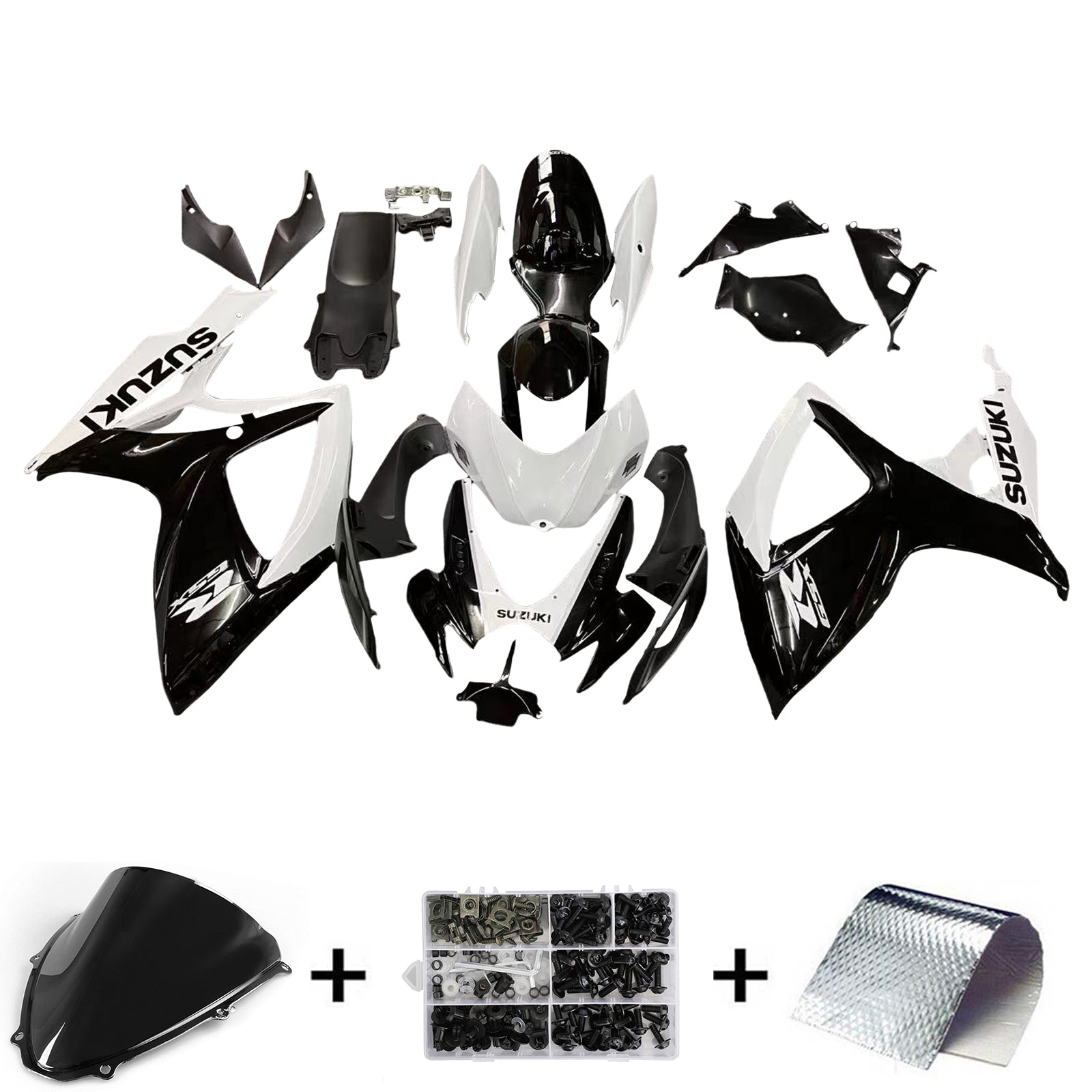 2006-2007 Suzuki GSXR 600 750 Black & White GSXR Racing Fairings Generic