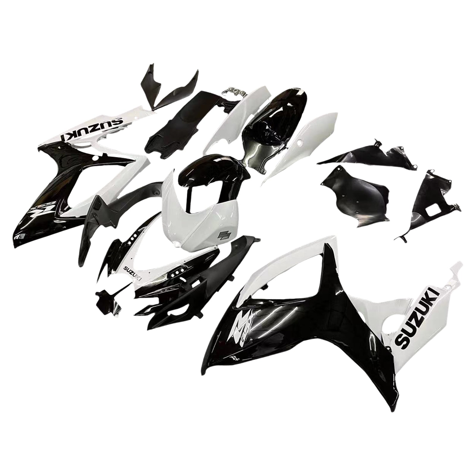 2006-2007 Suzuki GSXR 600 750 Black & White GSXR Racing Fairings Generic