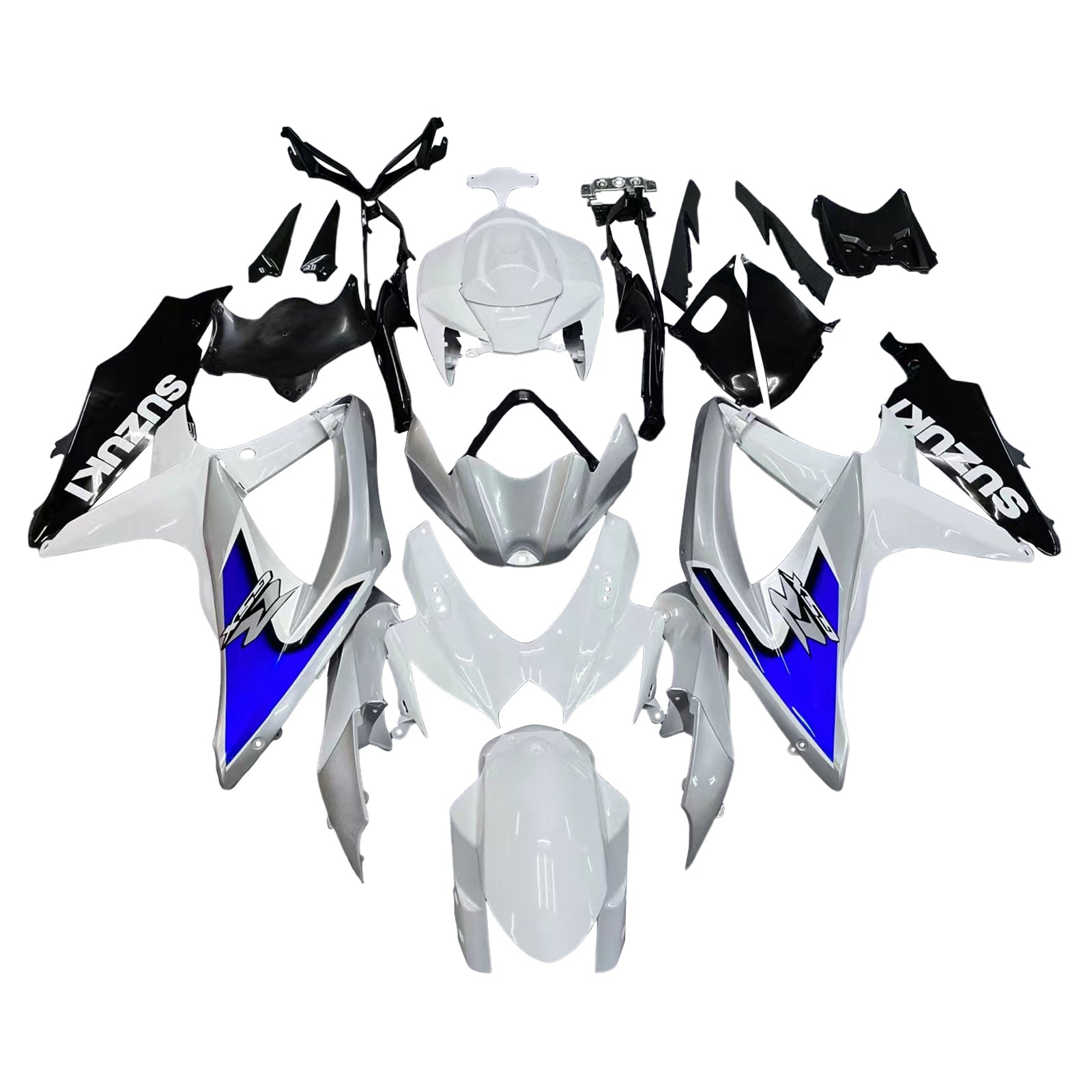 2008-2010 Suzuki GSXR 600 750 Silver White GSXR Racing Fairings Generic